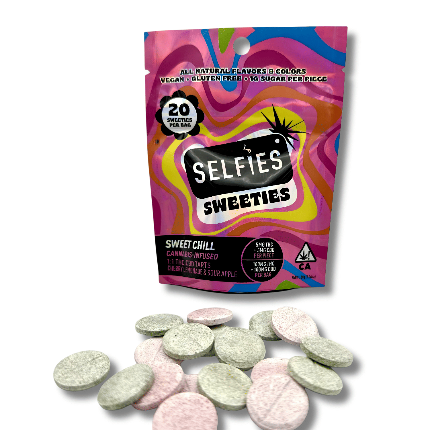 Cherry Lemonade & Sour Apple 1:1 CBD 'Sweet Chill' Tarts 20pk - Selfies -  - $17.60 - Edible