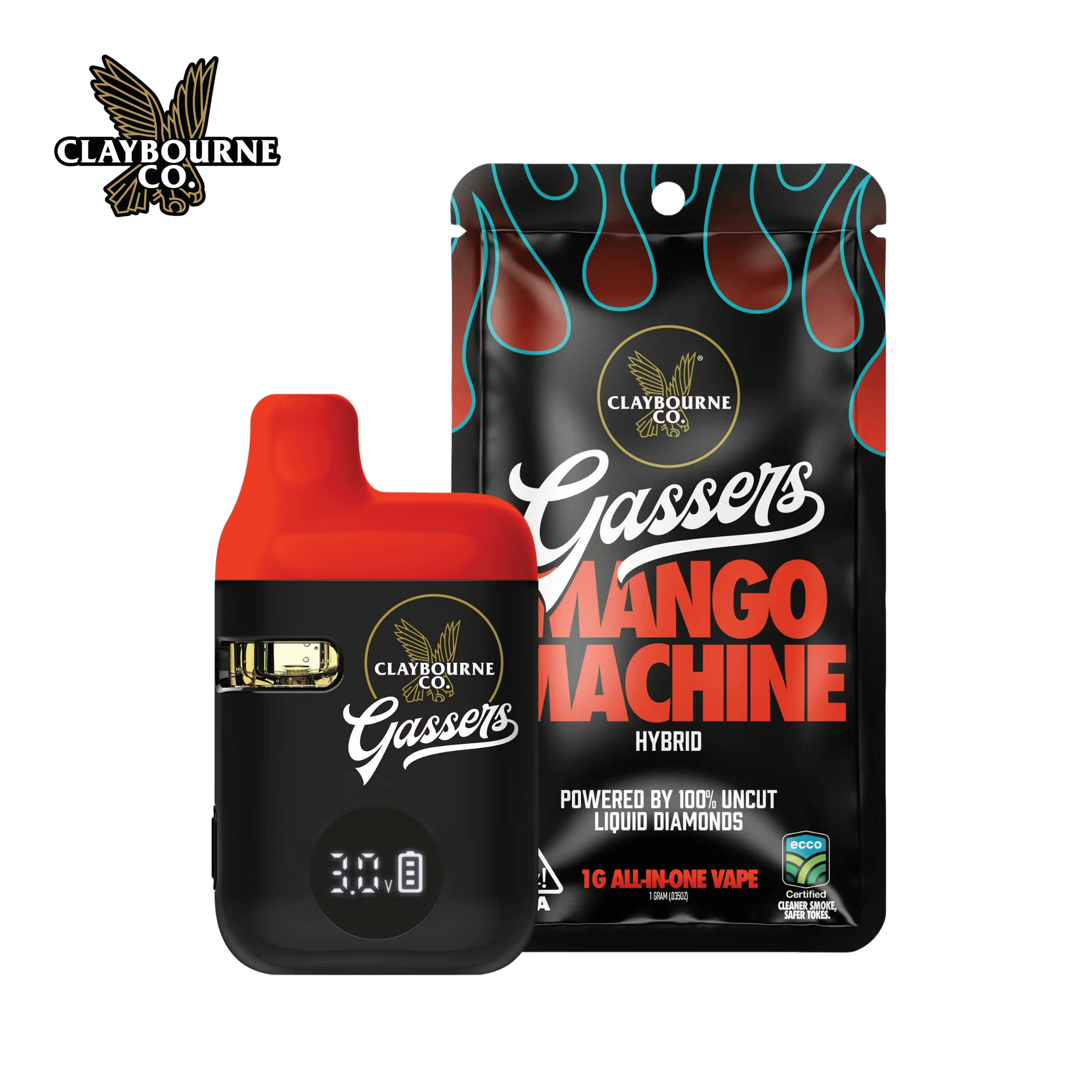Claybourne Co - Mango Machine - Gassers All-In-One Liquid Diamonds Vape - 1g - Claybourne Co. - Mango Machine - $29.99 - Disposable Vapes