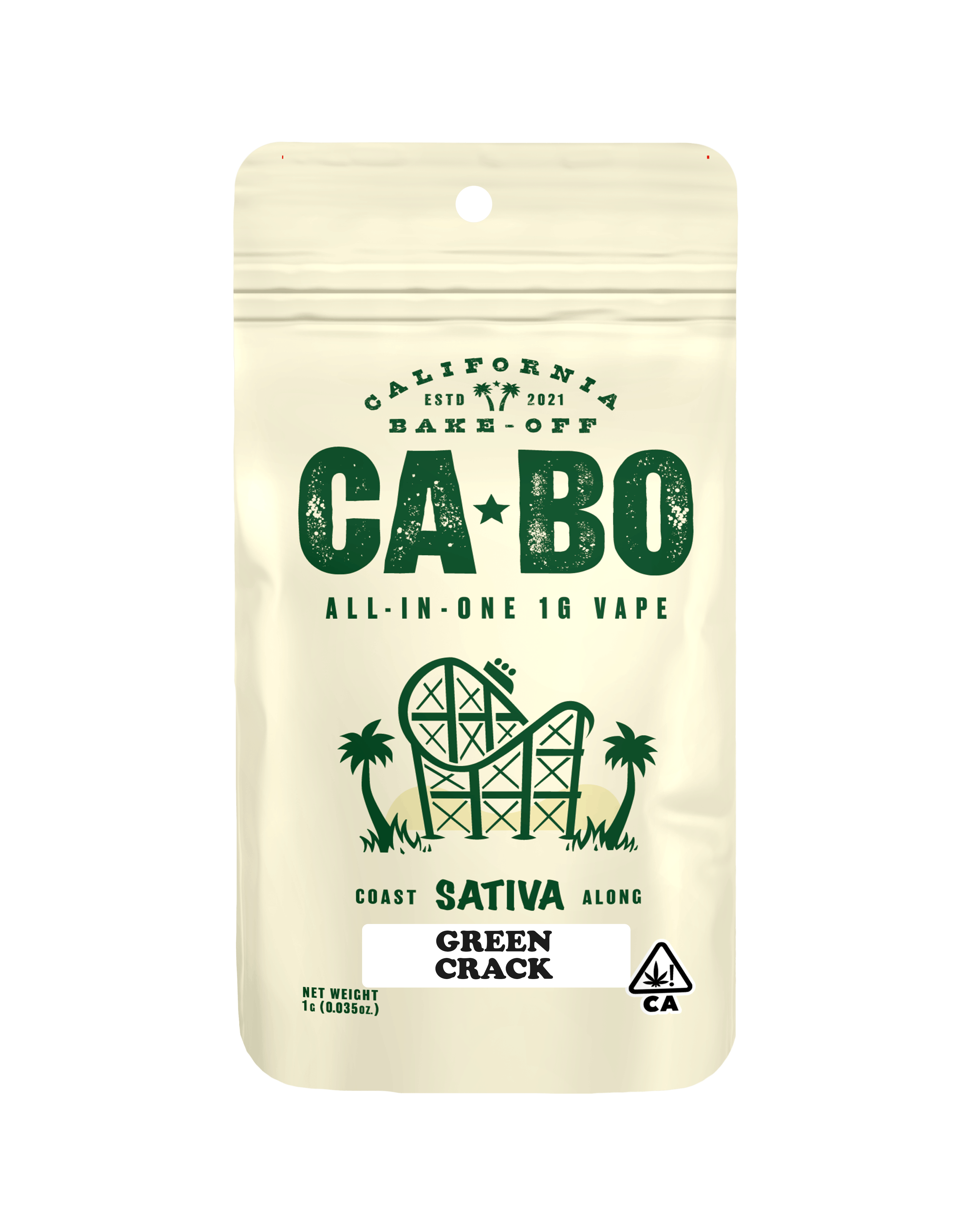 Green Crack AIO 1g Vape - Sativa - CABO -  - $14.40 - Vapes