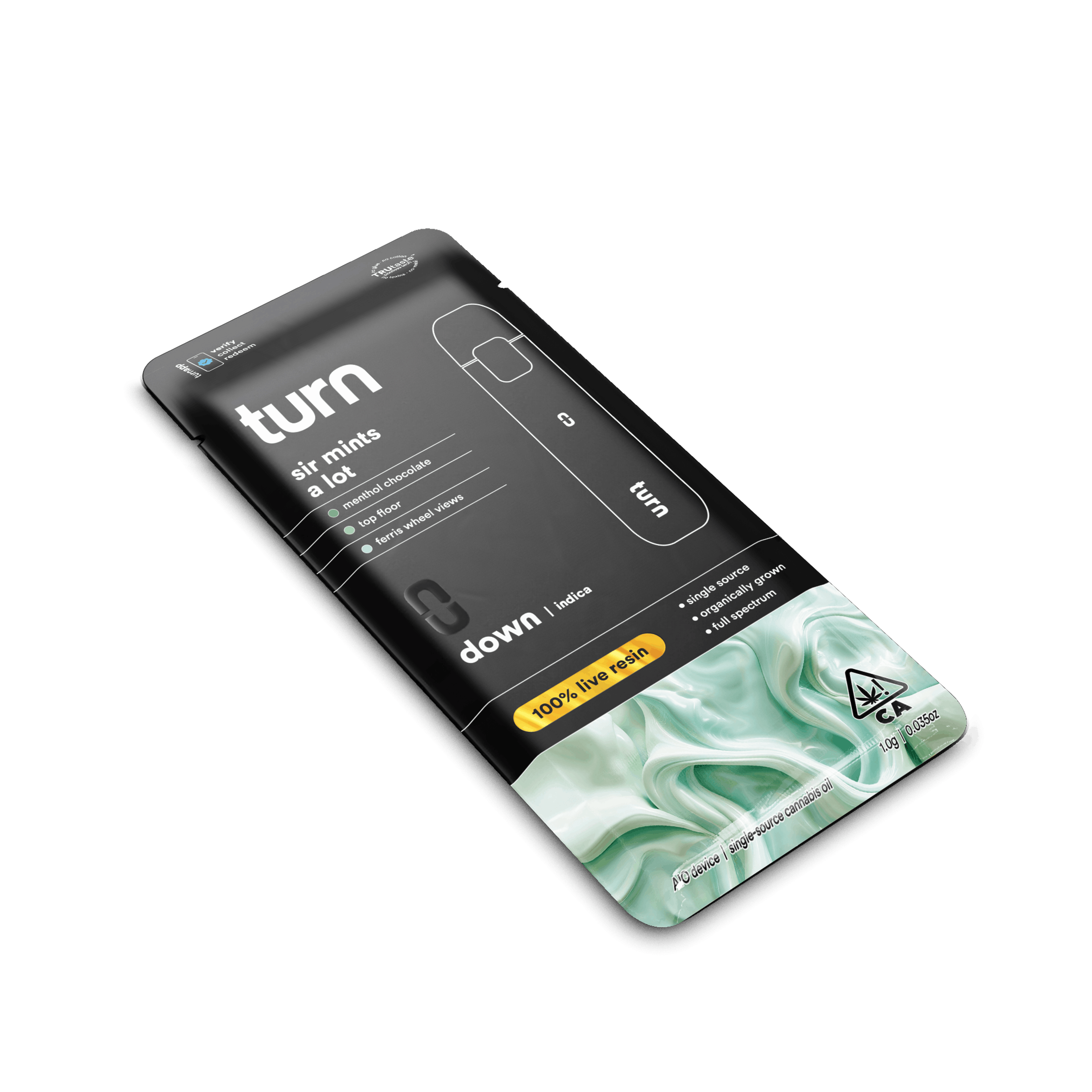 Sir Mints A Lot 1g Live Resin AIO Vape - turn - - $41 - Ready To Use Vapes