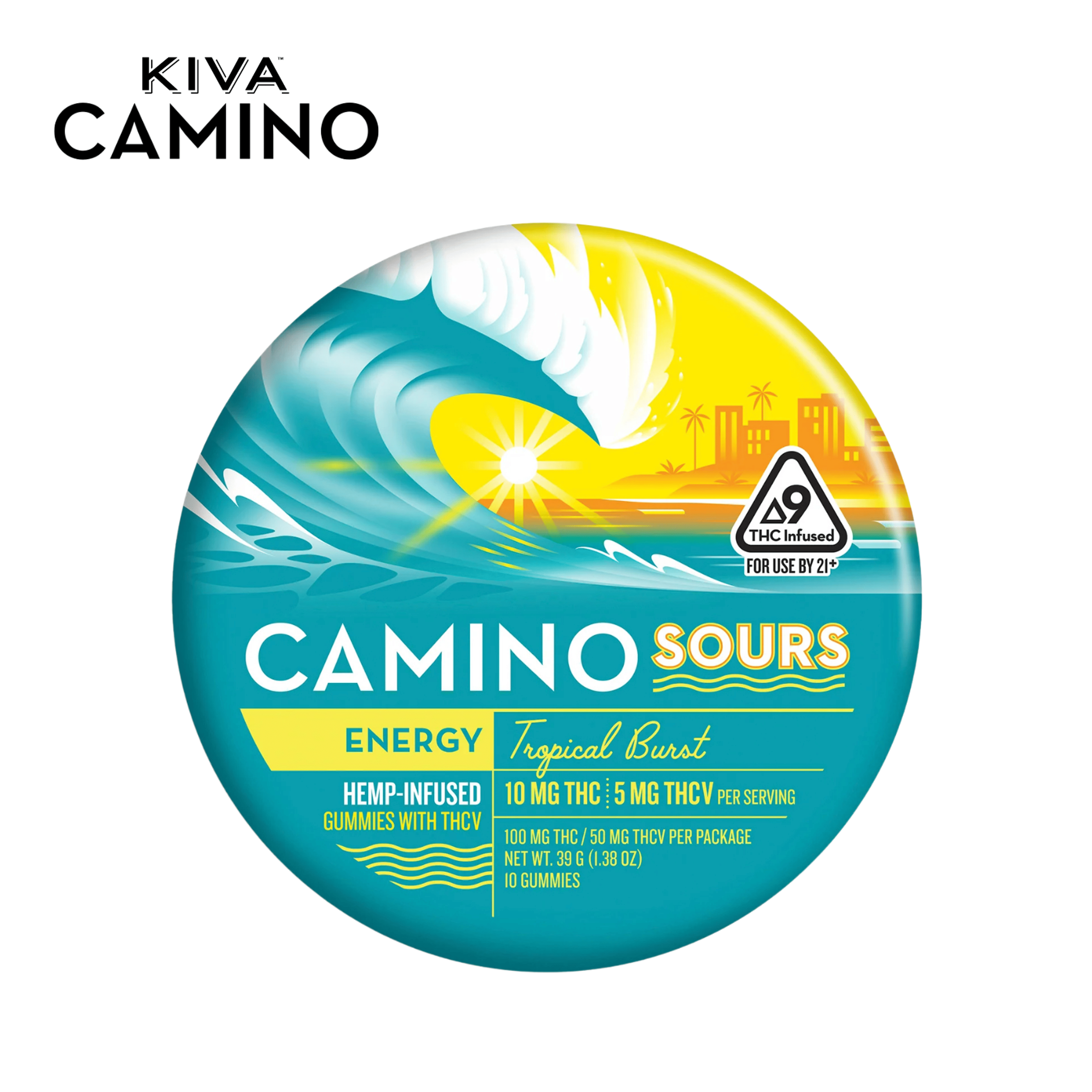 Camino Sours - Tropical Burst 'Energy' - THCV Gummies - 100mg - Kiva - - $19.99 - Edibles