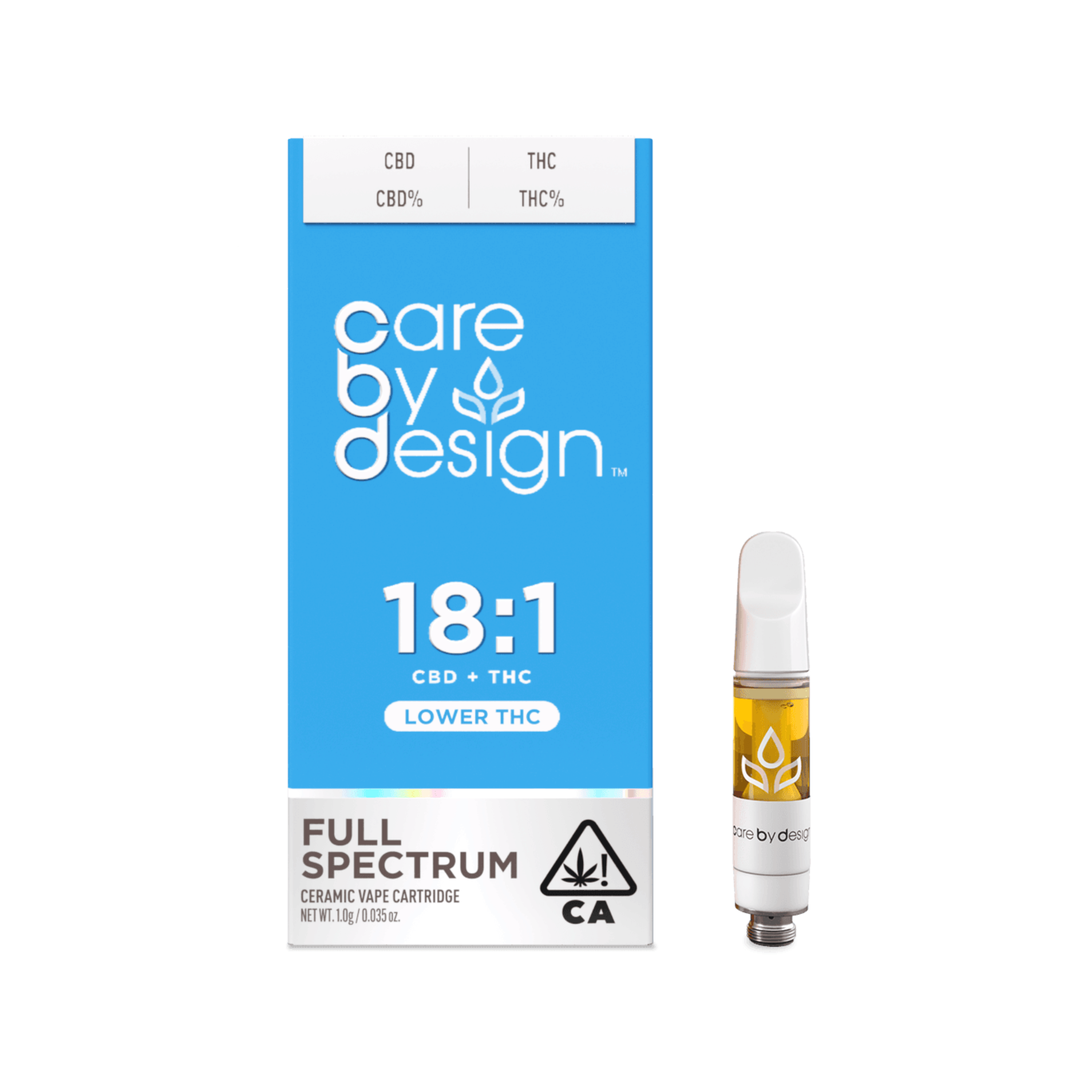 18:1 Full Spectrum Vape Cartridge - 1g - Care By Design - - $50 - Cartridges / Pods