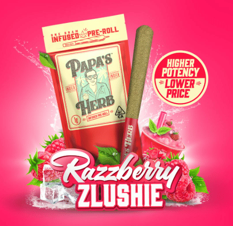 Infused Pre-Roll - Razzberry Zlushie 1g - Papa's Herb -  - $12 - Pre-Roll