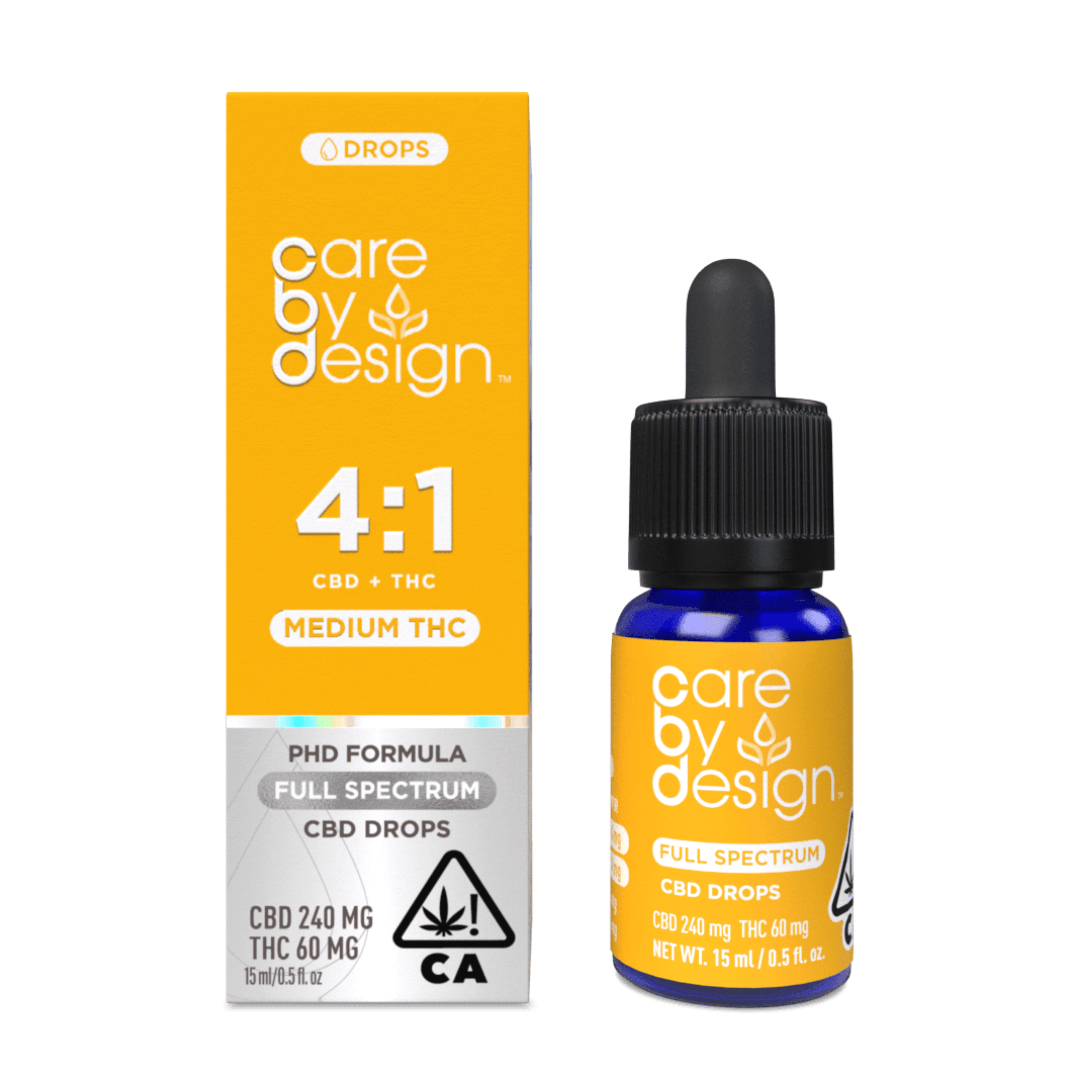 4:1 Full Spectrum CBD + THC Drops - 15ml - Care By Design - - $45 - Tincture
