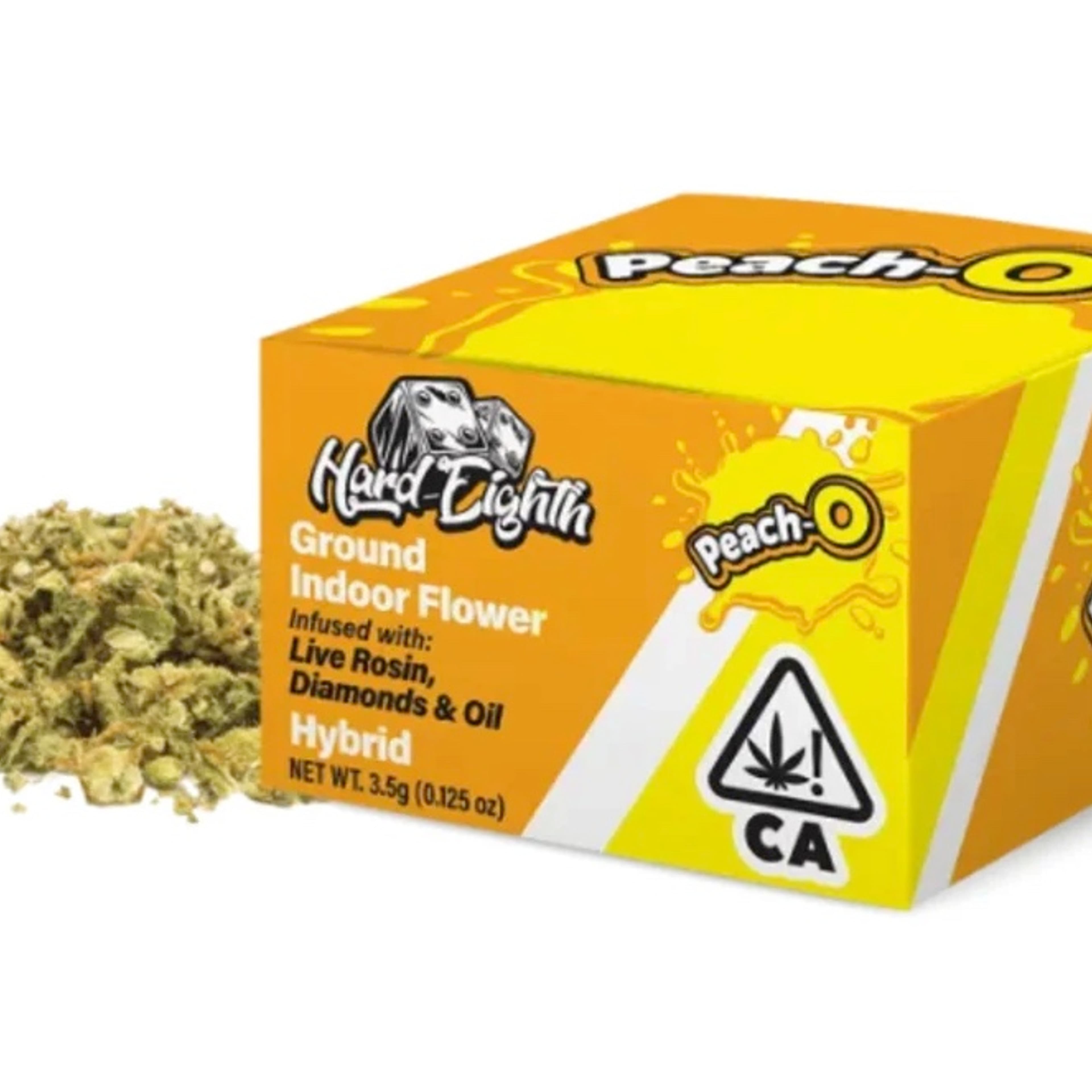 Peach-O - 3.5g Infused Grounded Indoor Flower - Hard Eighth - Hybrid 1/8th - $22 - Flower (Eighths)