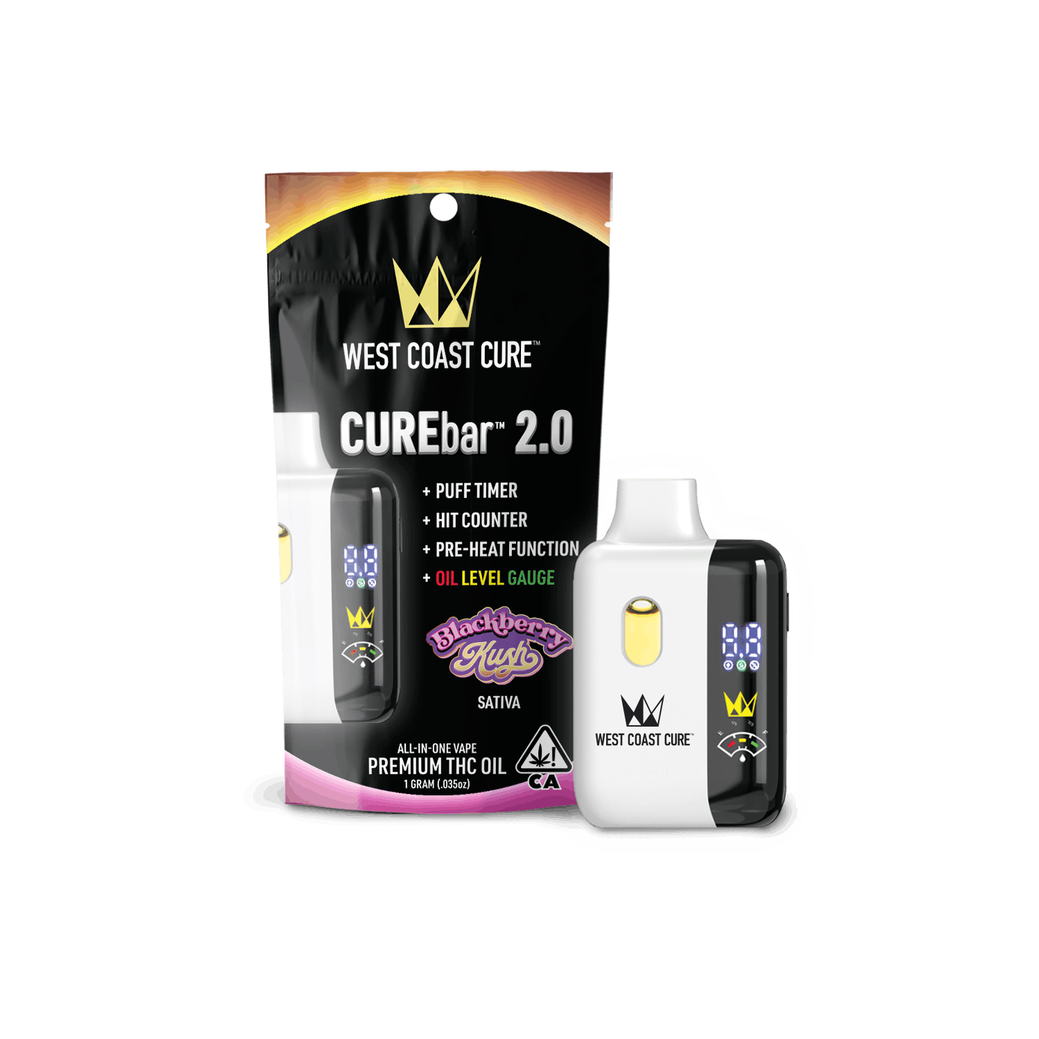 Blackberry Kush - 1G AIO CUREbar 2.0 - West Coast Cure -  - $25.21 - Vapes