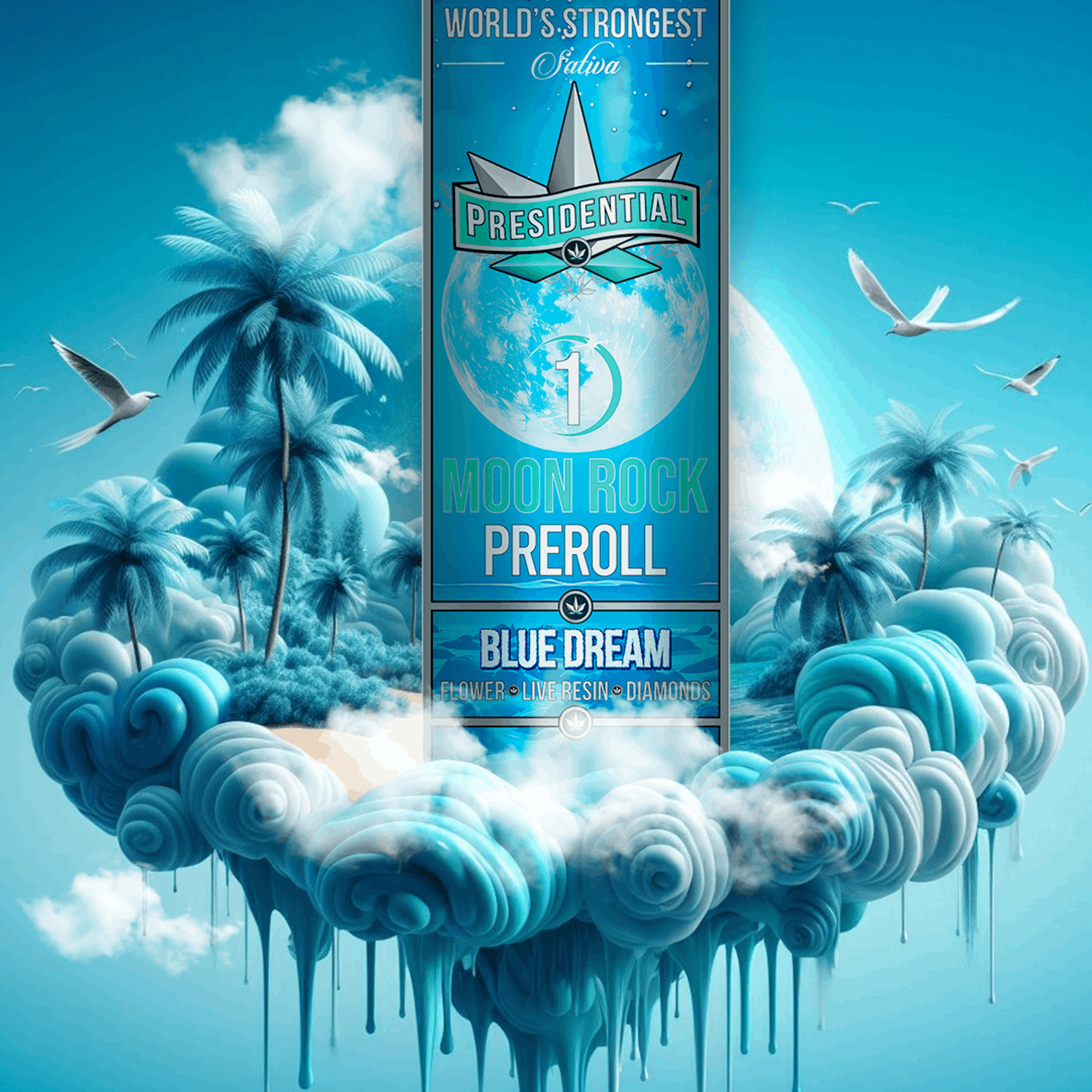 Blue Dream 1g Moon Rock Preroll - Presidential - - $12.25 - Flowers