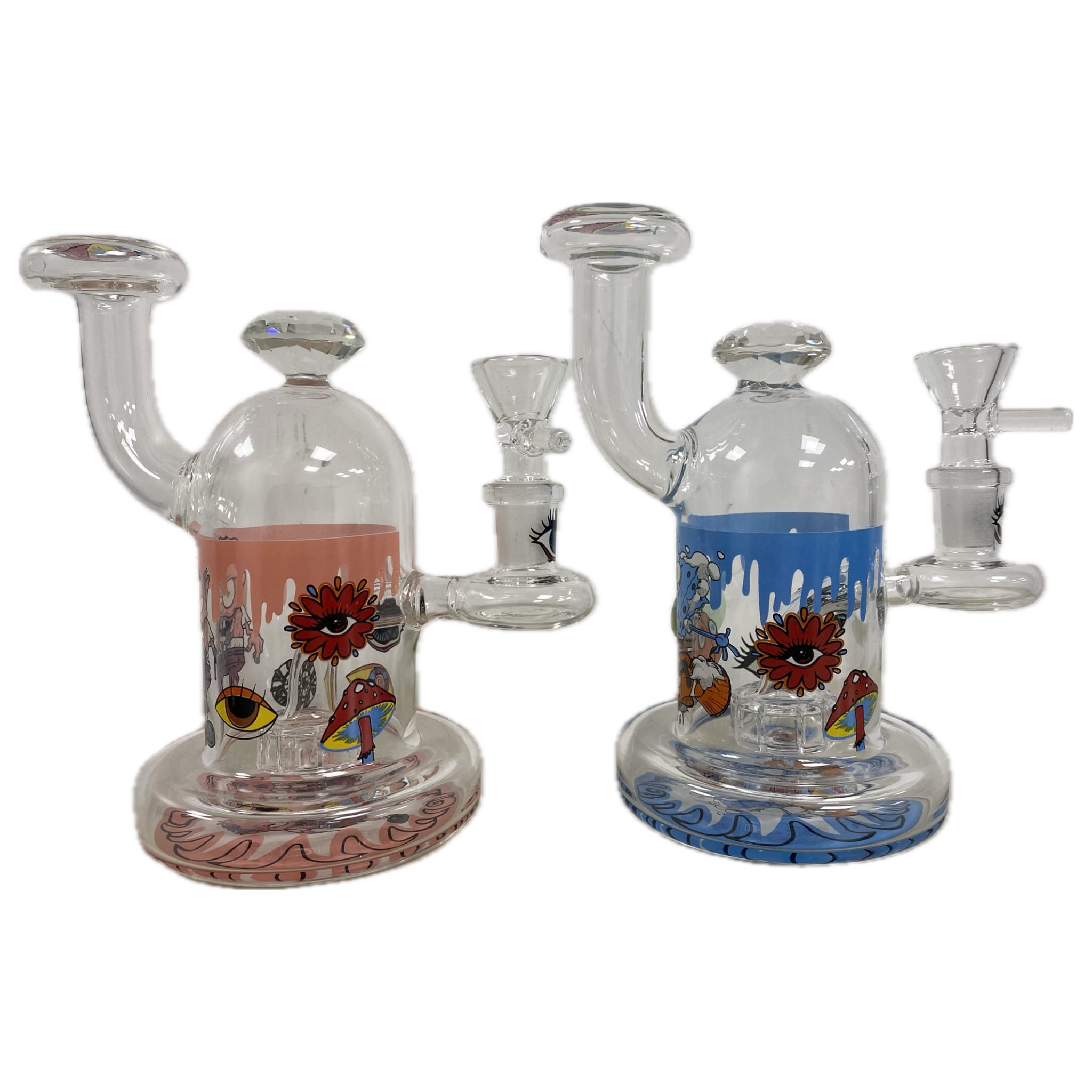 5.5" Diamond Top Bubbler w/ Graphics - 14mm - Glass and Accessories -  - $20 - Paraphernalia
