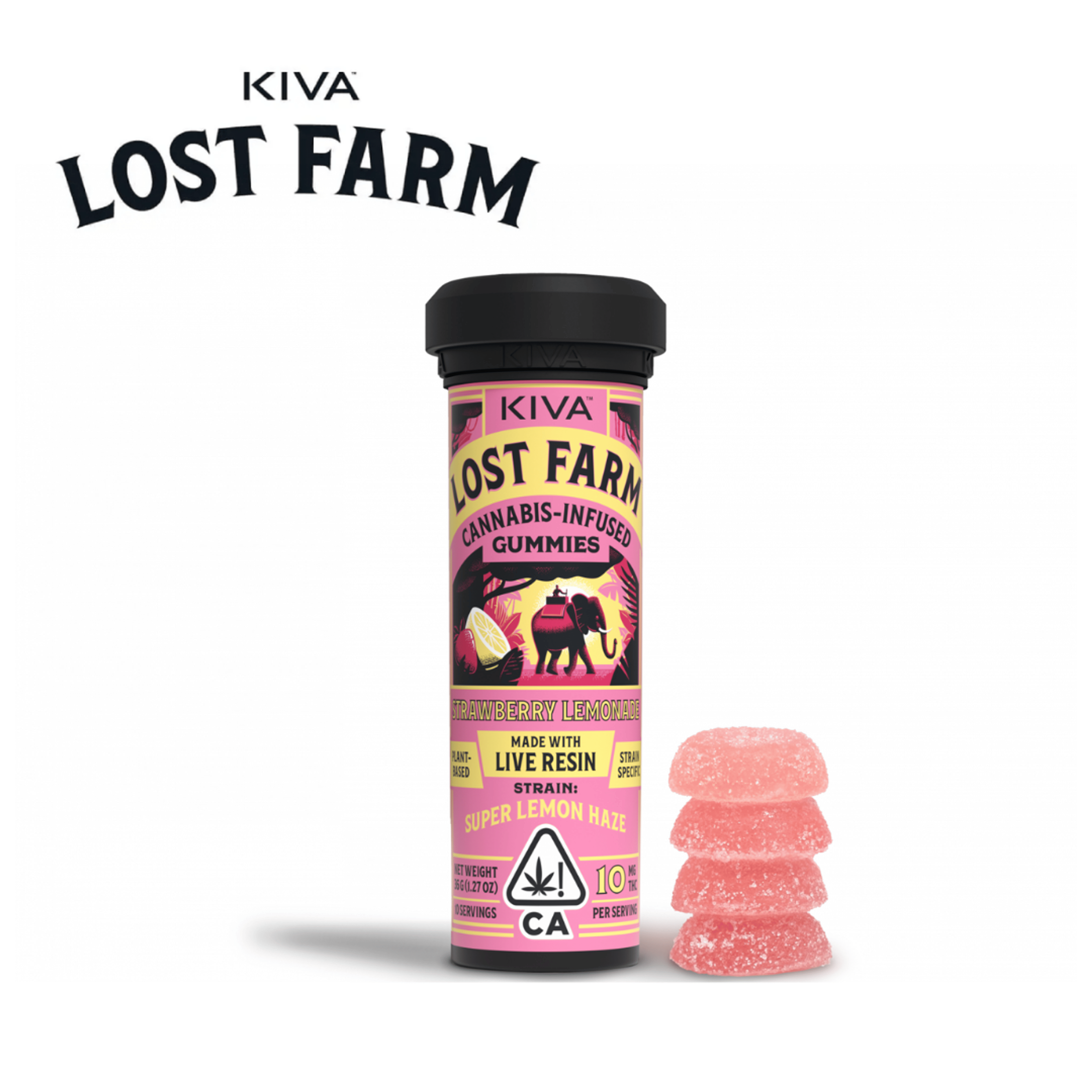 Lost Farm Gummies - Strawberry Lemonade - Super Lemon Haze Live Resin - 100mg - Kiva - - $19.99 - Edibles
