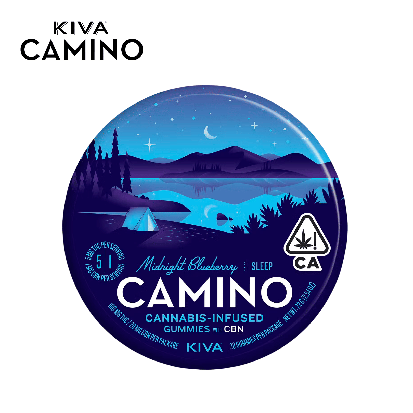 Camino - Midnight Blueberry 'Sleep' - Gummies 5:1 THC/CBN - 100mg - Kiva - Kiva -  - $19.99 - Edibles