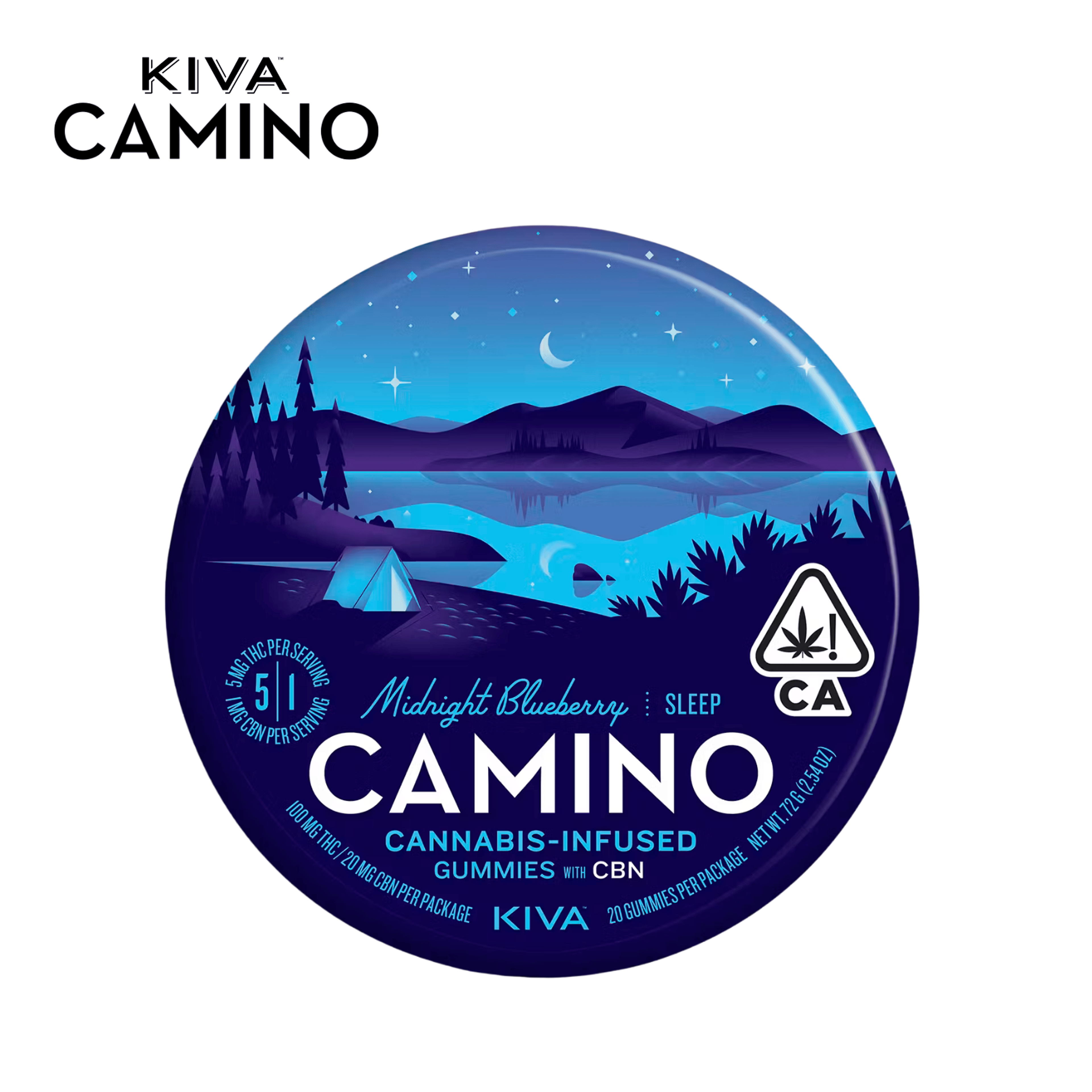 Camino - Midnight Blueberry 'Sleep' - Gummies 5:1 THC/CBN - 100mg - Kiva - Kiva - - $19.99 - Edibles