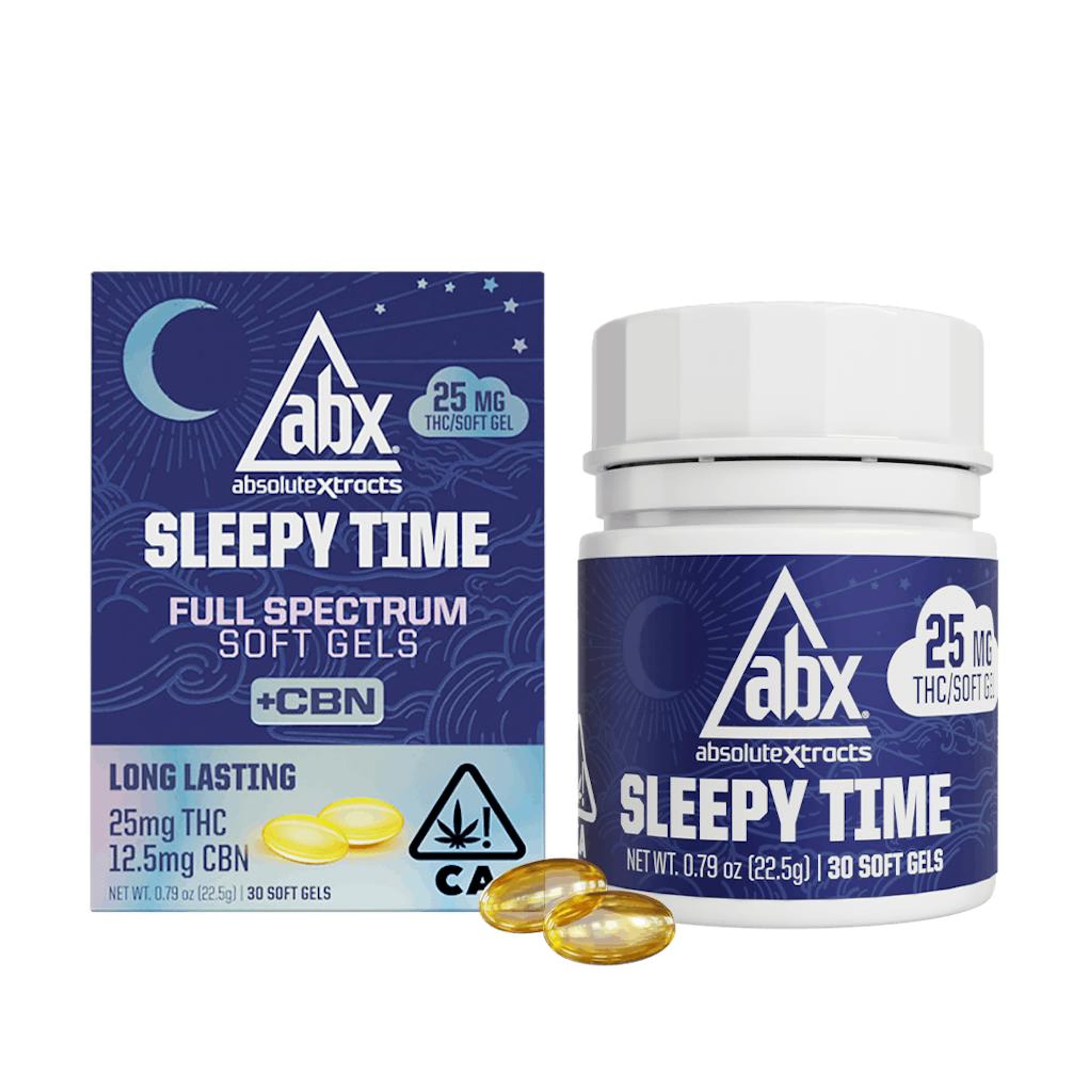 25mg Sleepy Time Solventless + CBN Soft Gels - 30ct - ABX - 30 Count Softgels - $65 - Tinctures & Capsules