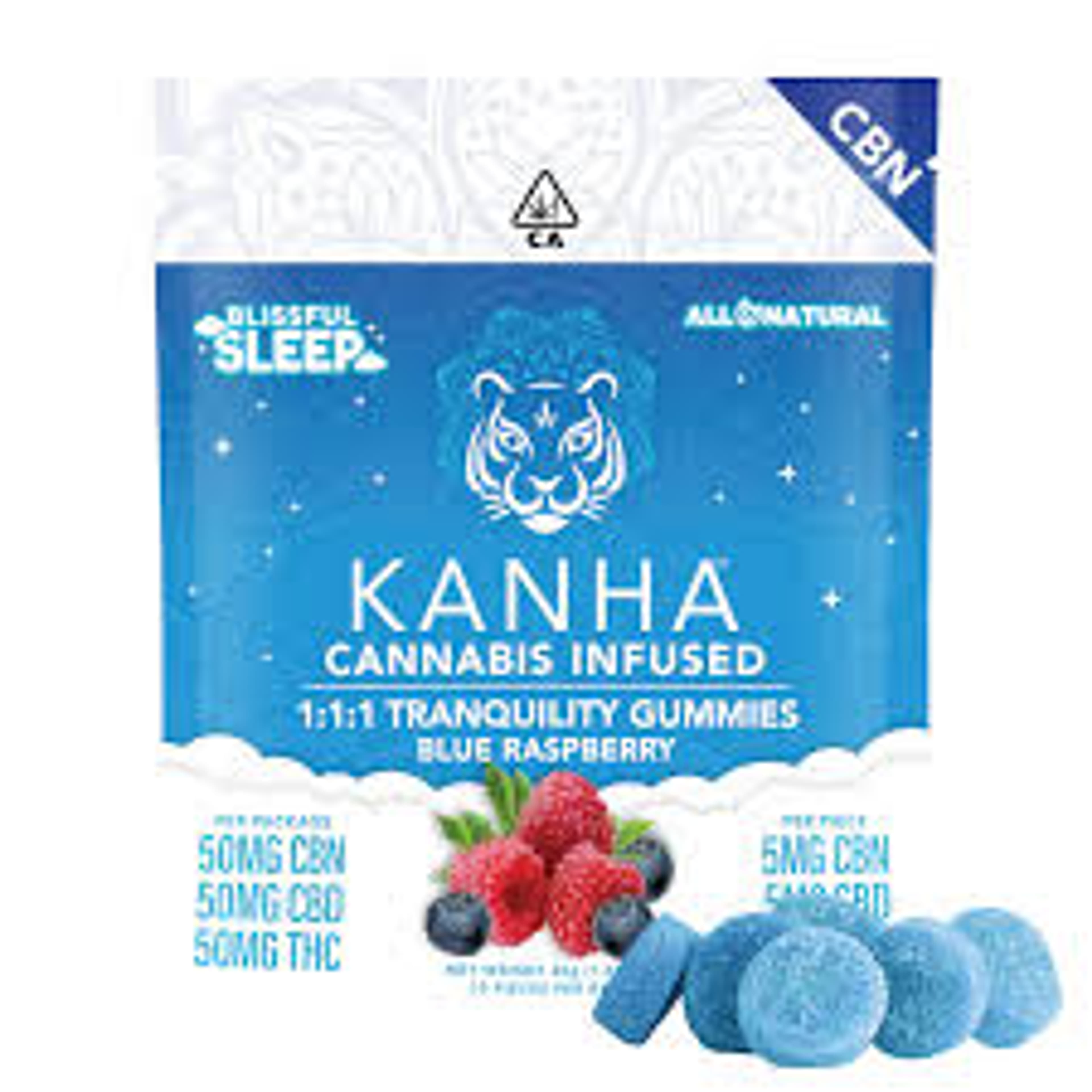 Blue Raspberry Cbd/Cbn Gummies (1:1:1) (10Pk) - Kanha - null - $20 - Edible
