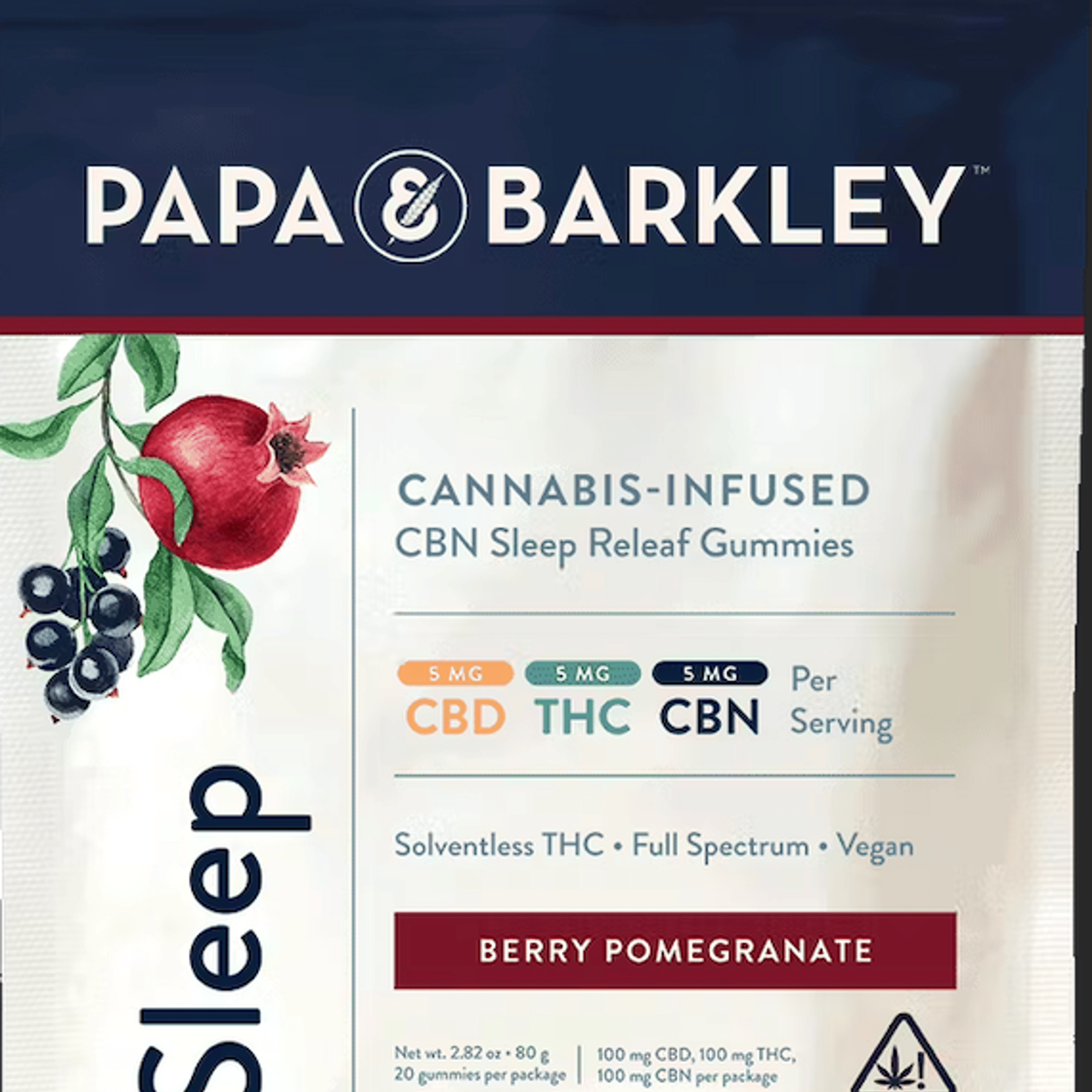 CBN Sleep Releaf Gummies - PAPA & BARKLEY - Berry Pomegranate - $29 - Edibles