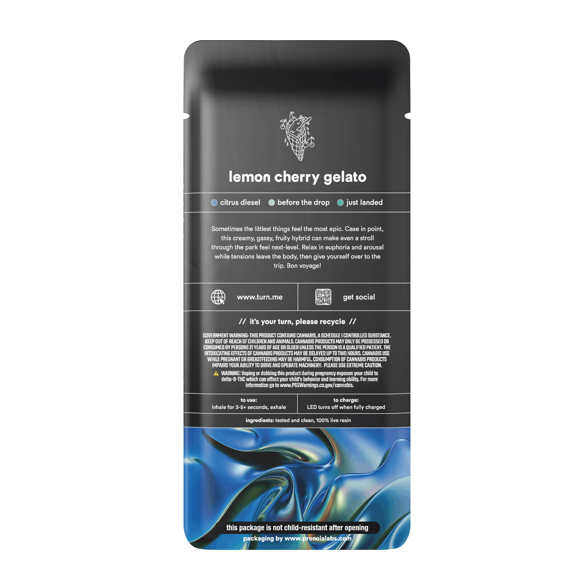 Turn Down Live Resin | 1g - Lemon Cherry Gelato - AIO - Indica Hybrid - Turn -  - $37 - All-In-Ones