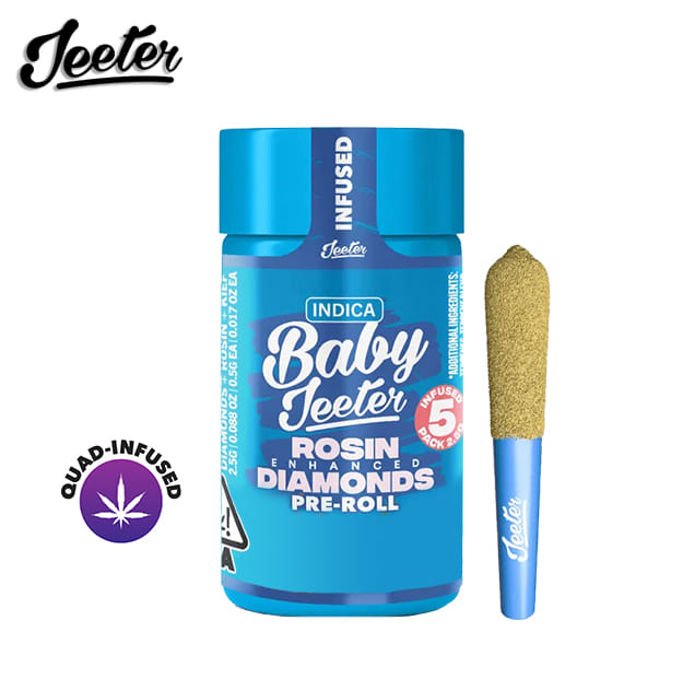 Baby Infused Jeeter - Prickly Pear - Rosin Enhanced Diamonds Pre-Rolls - (5 Pack) - 2.5g - Jeeter - Rosin Enhanced - 5 Pack - $29.99 - Pre-Rolls