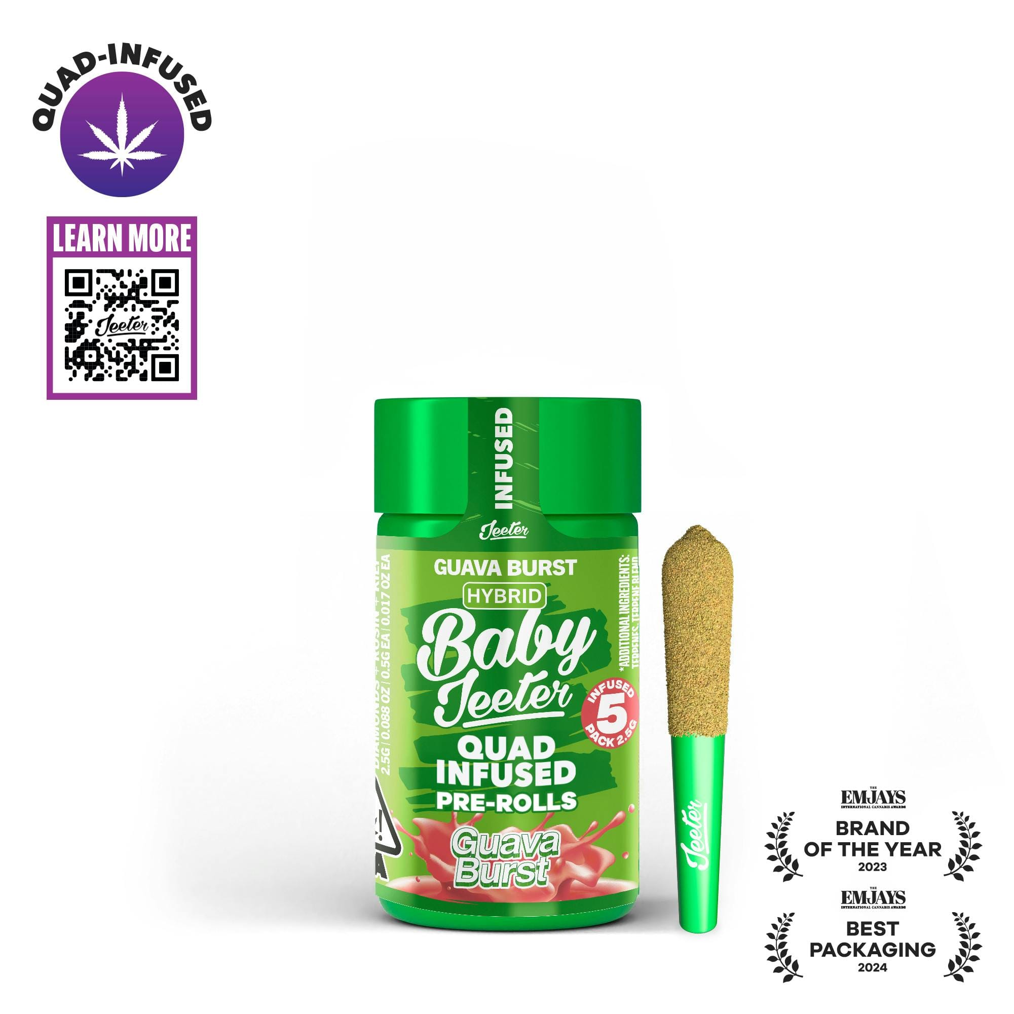 Baby Jeeter - Guava Burst - 5 Pre-Roll Pack - 2.5g - Jeeter -  - $29.99 - Pre-Roll Packs