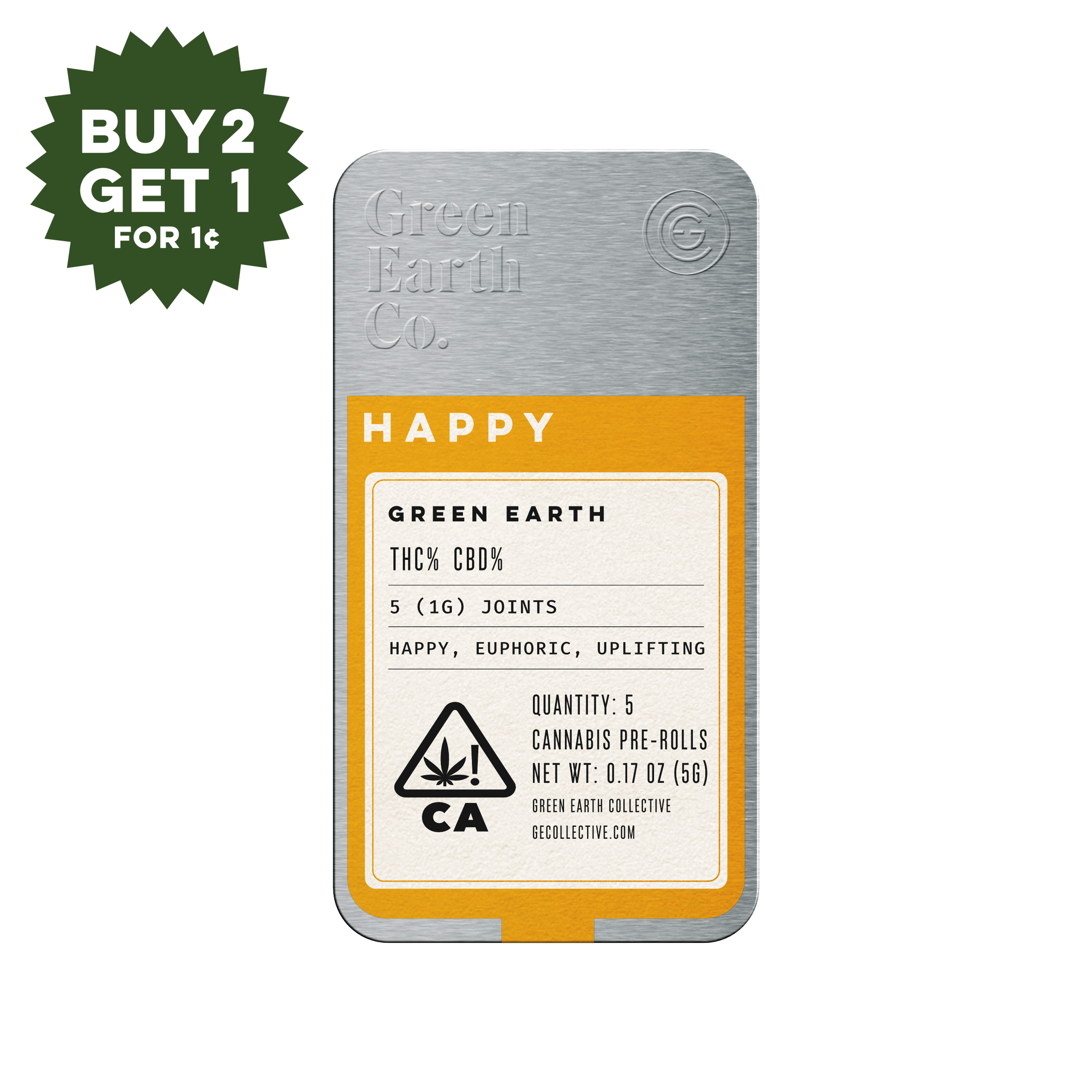 Earth Tins | GovernMint Oasis Pre-roll 5-pack - 5g - Green Earth Co. - - $25 - Pre-Rolls