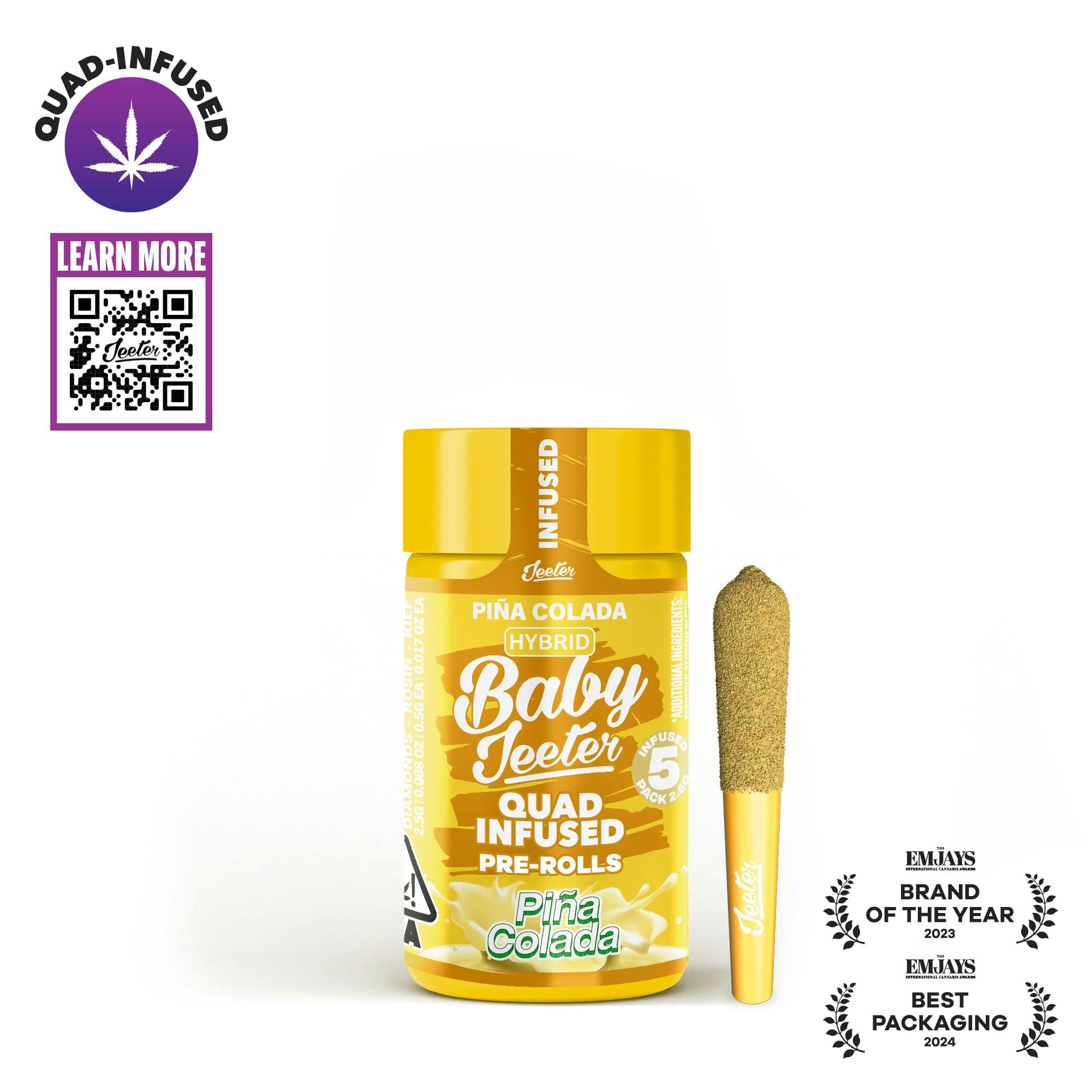 Quad Infused Pre-roll - Baby Jeeter Pina Colada 5 pack - Jeeter - Pina Colada Baby - $38 - Pre-Roll