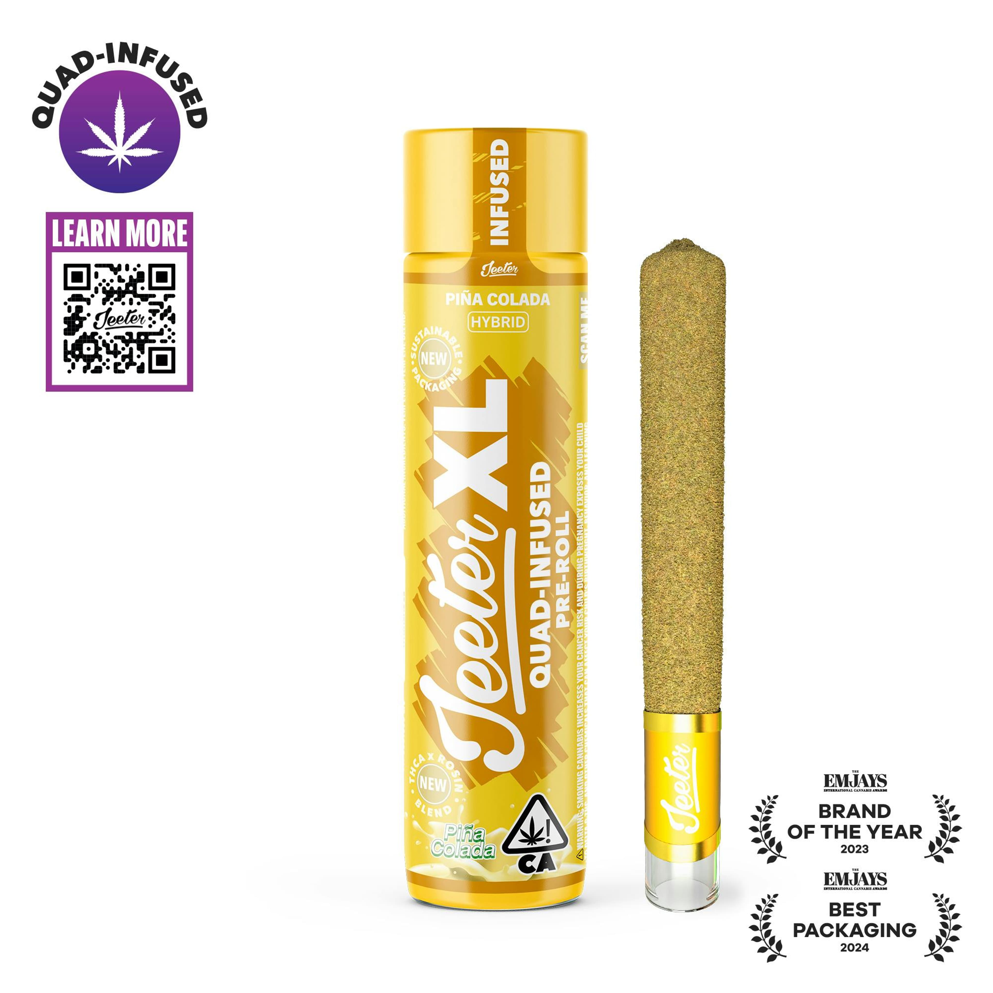 Pina Colada (H) Quad-Infused Jeeter XL - 2g - Jeeter - - $32 - Infused Pre-Rolls