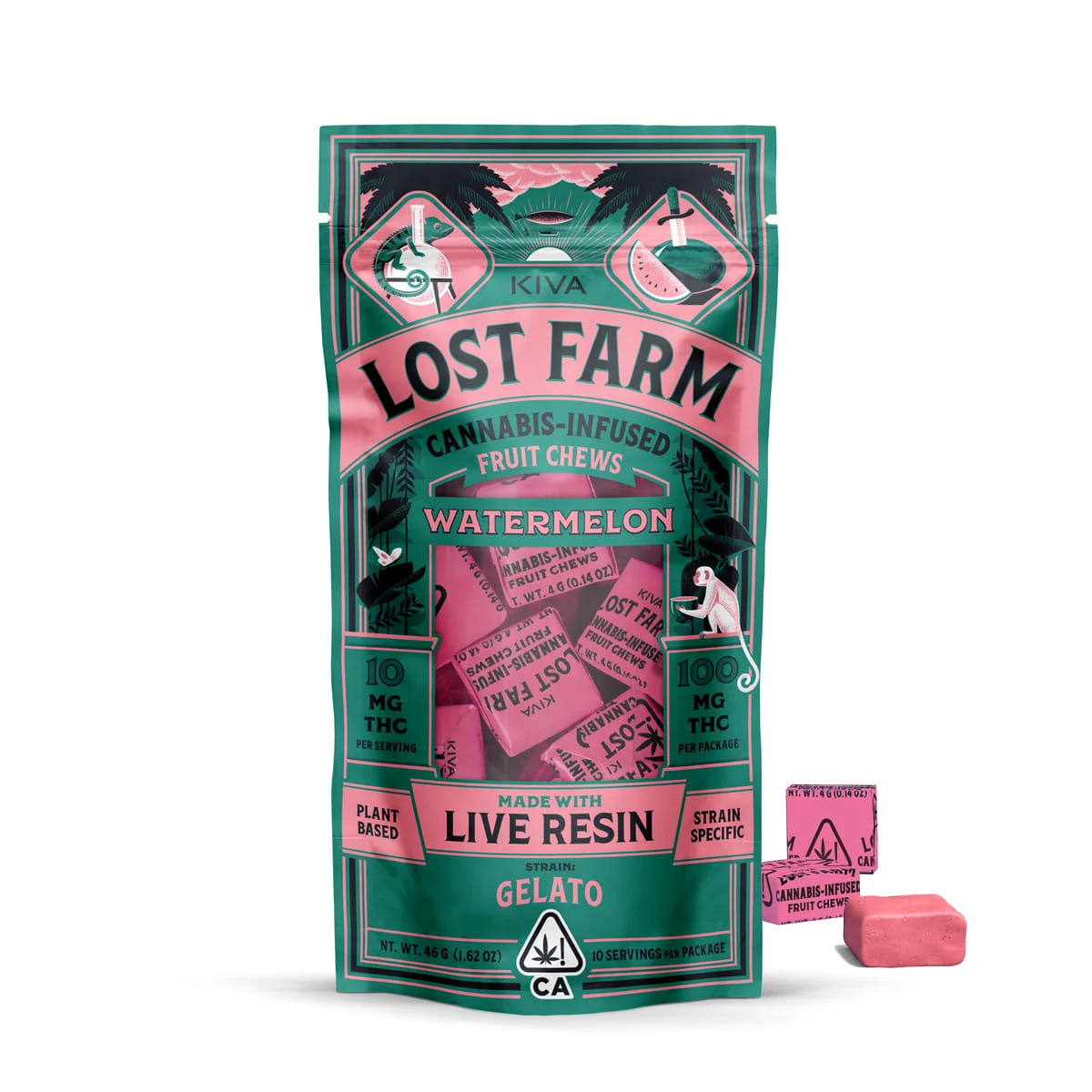 Watermelon x Gelato - Lost Farm Chews - Kiva - Watermelon X Gelato (H) - $19 - Edibles