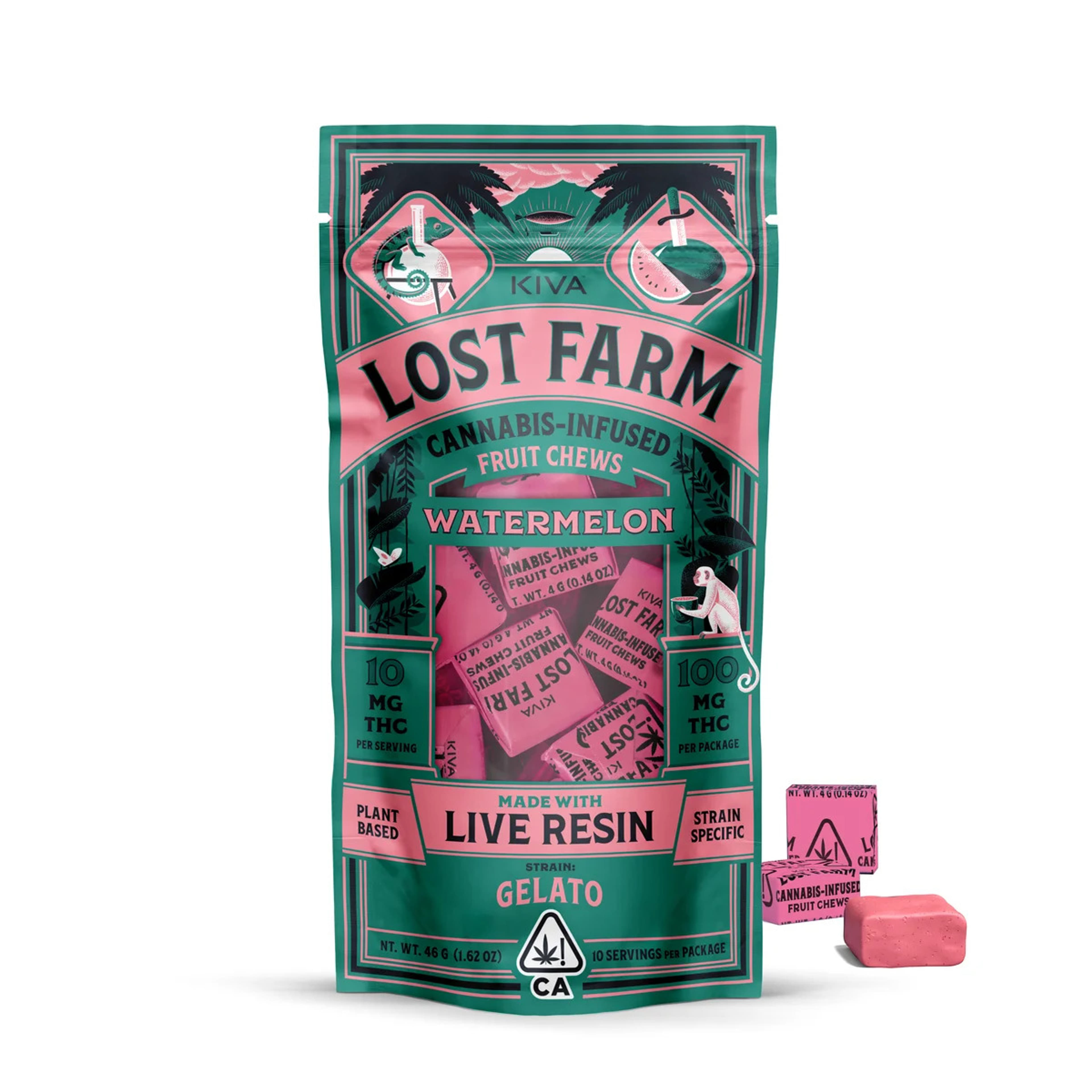 Watermelon x Gelato - Lost Farm Chews - Kiva - Watermelon X Gelato (H) - $19 - Edibles