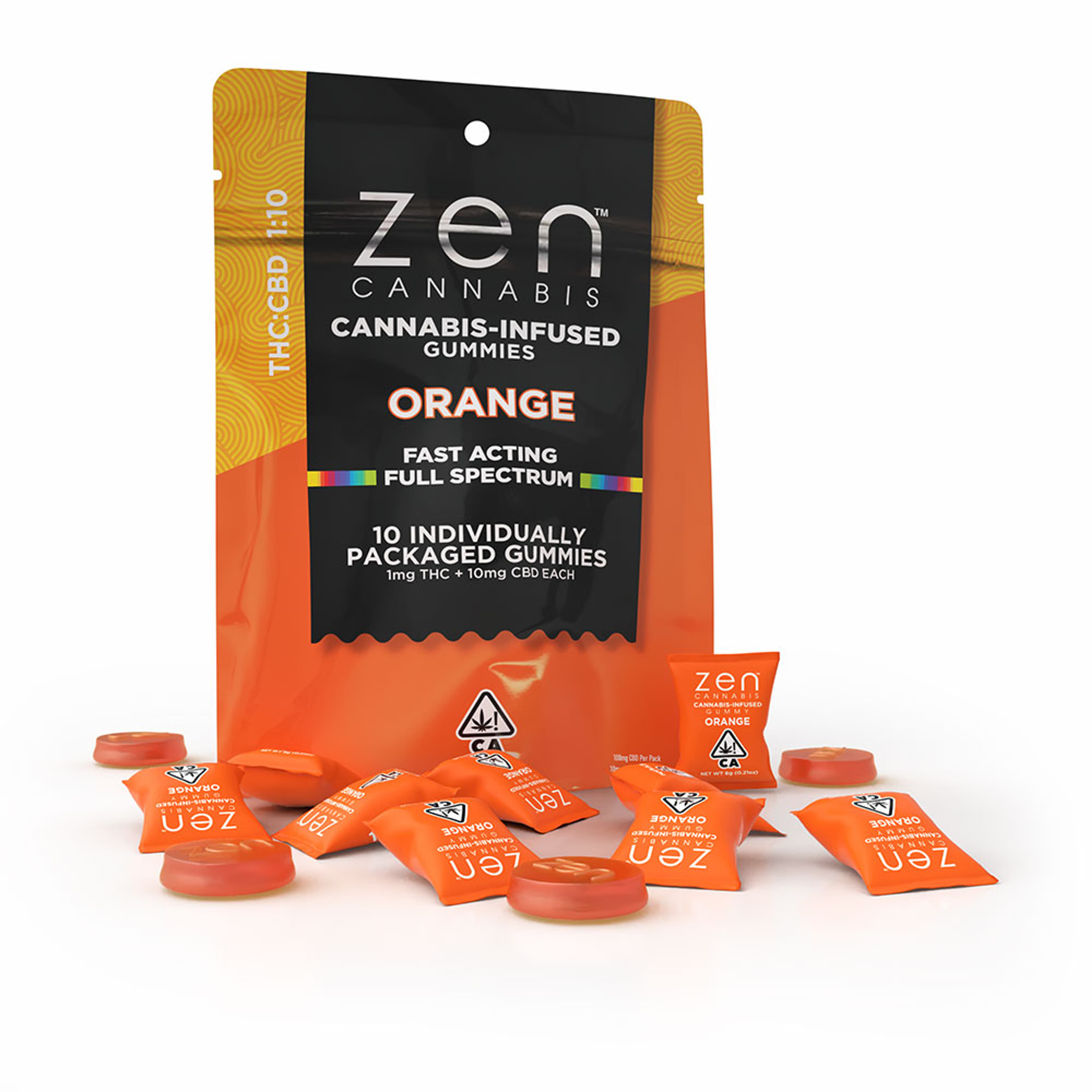 Orange Gummies (1:10) (10Pk) - Zen - null - $12 - Edible