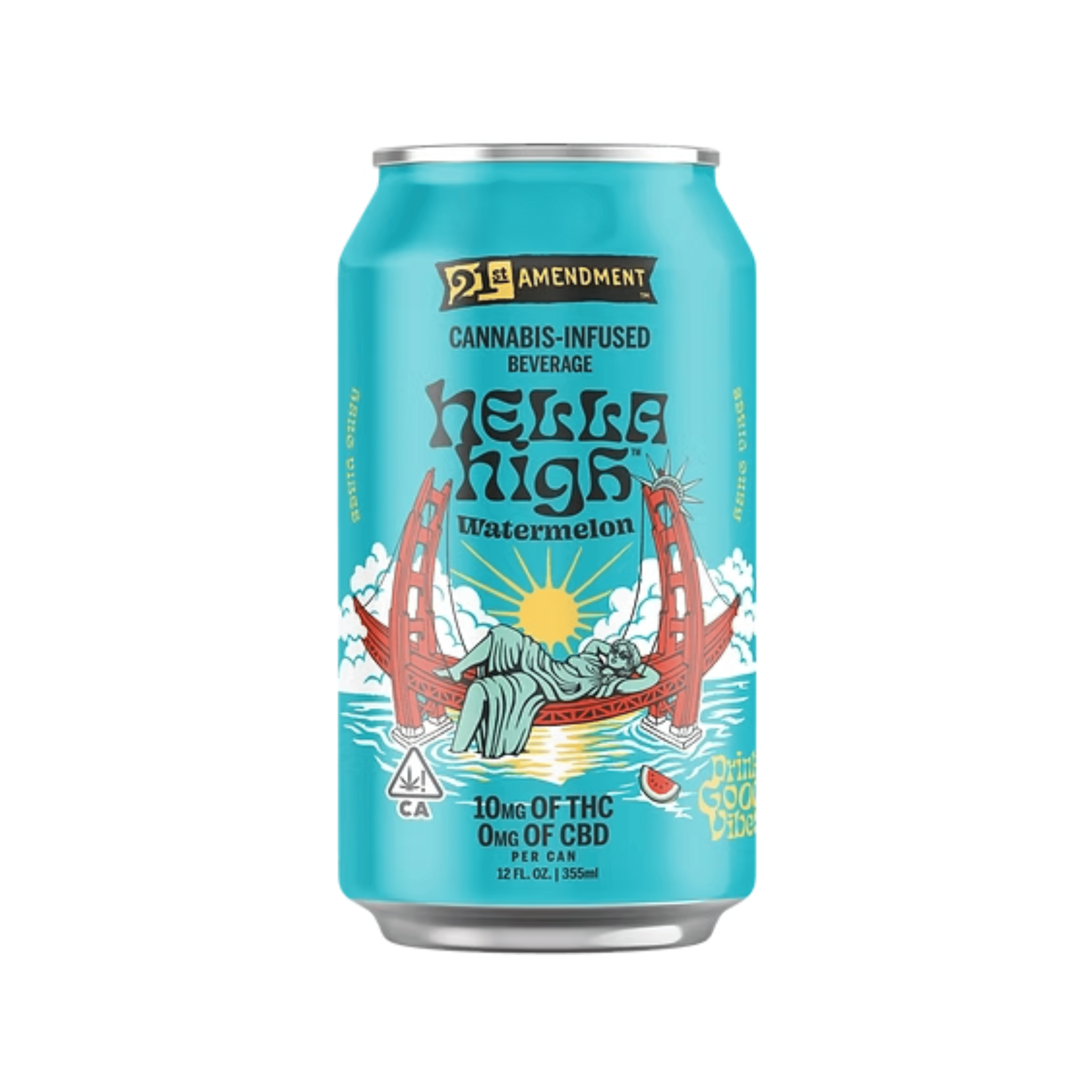 21st Amendment | Hella High Watermelon Beverage 12oz - 10mg - Manzanita Naturals - - $6 - Beverages/Drinks