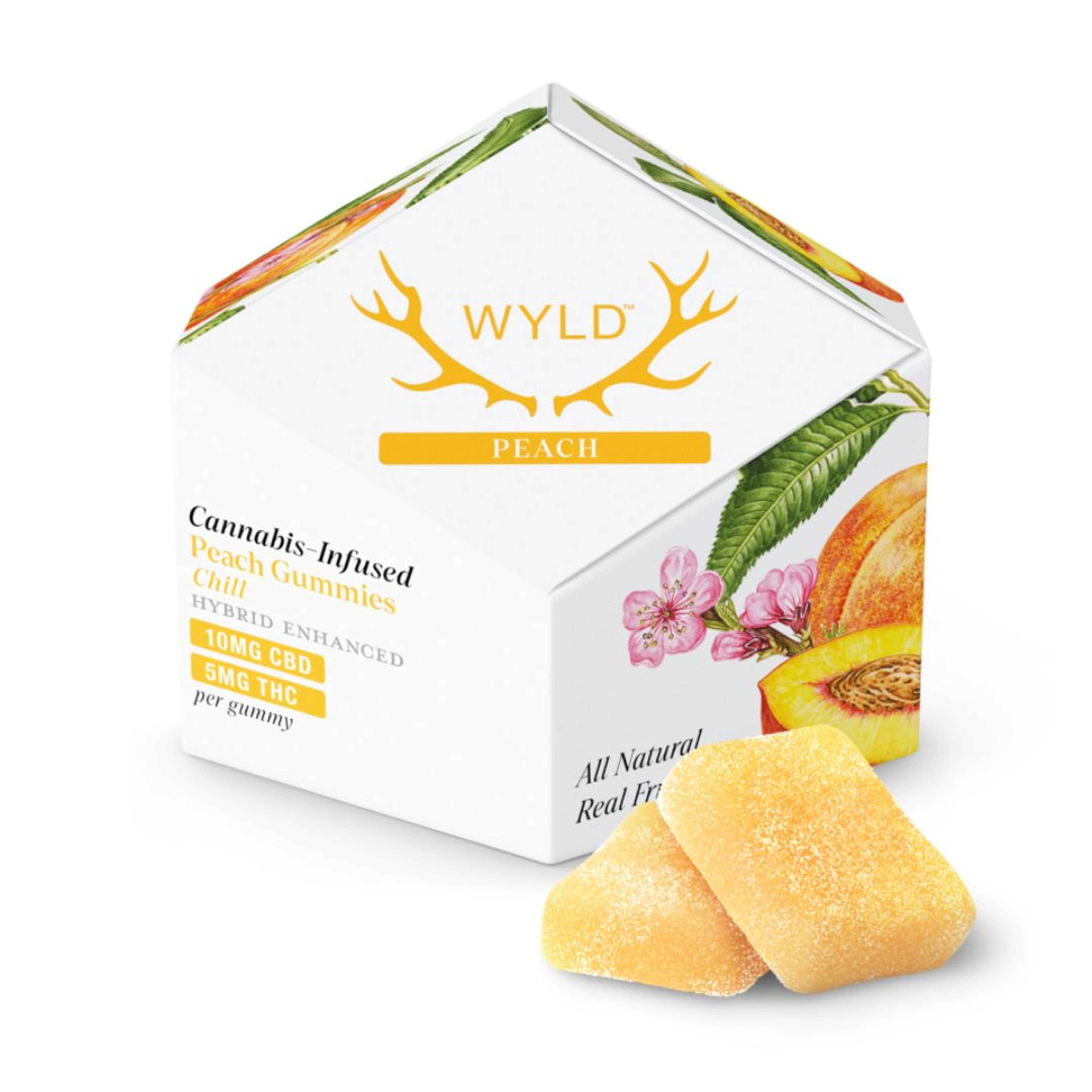 Peach 2:1 Gummies 100MG - Wyld - - $22.24 - Edible