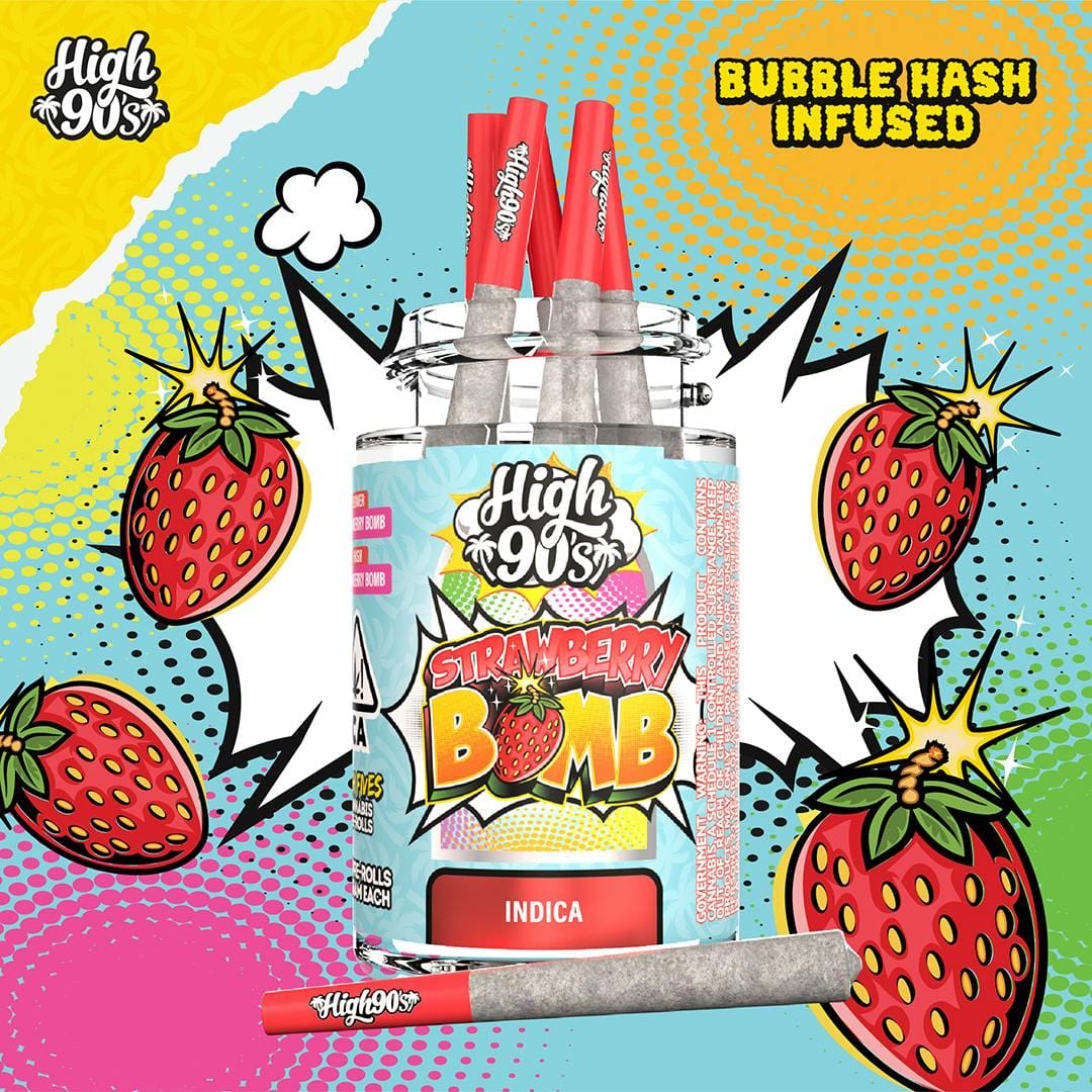 Strawberry Bomb - 0.5g High Fives Bubble Hash Infused Pre-Rolls 5 Pack - HIGH 90s -  - $30 - Infused Pre-Rolls