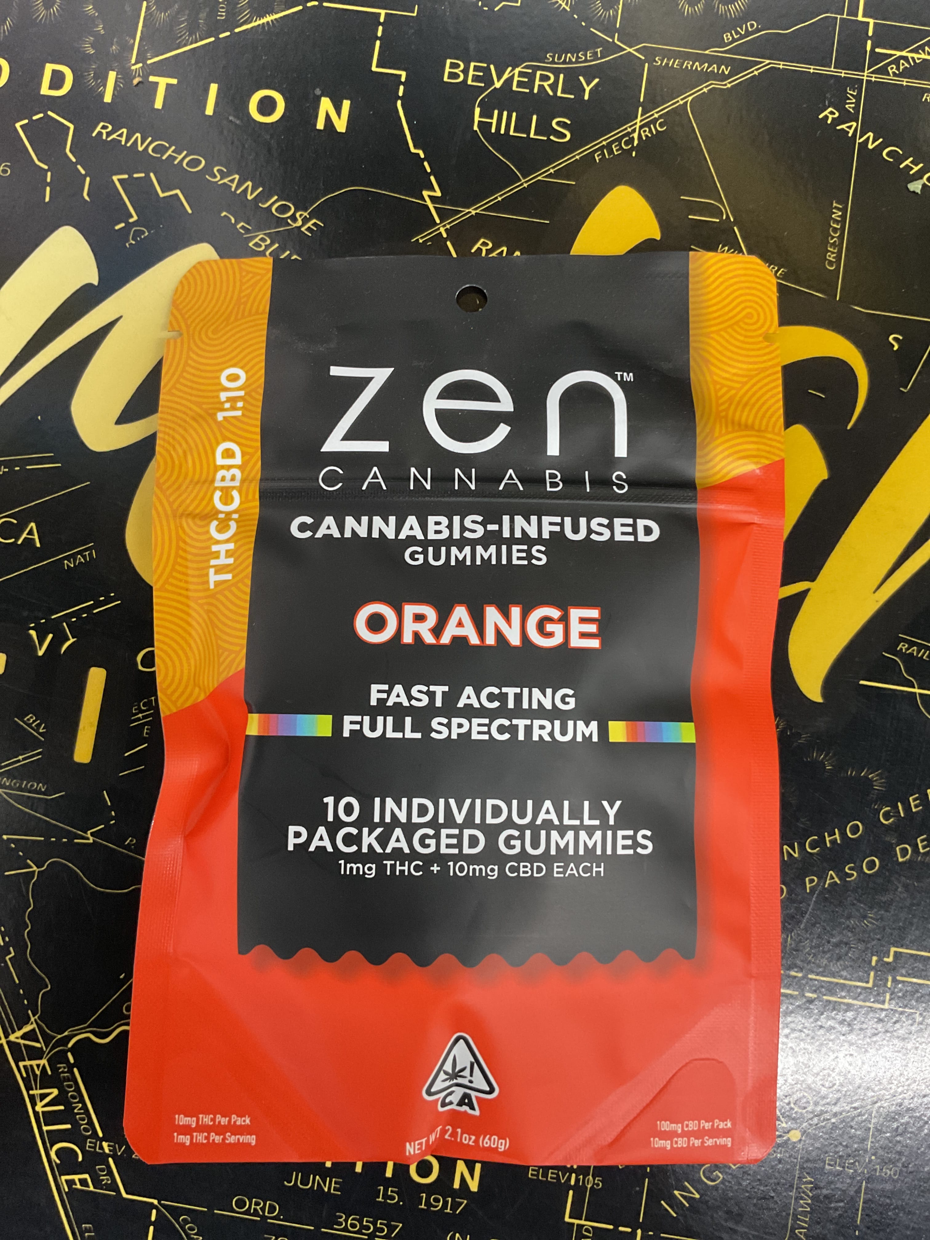 ZEN 1:10 CBD/THC ORANGE GUMMY - ZEN - ZEN 1:10 CBD/THC ORANGE GUMMY - $14 - Edibles