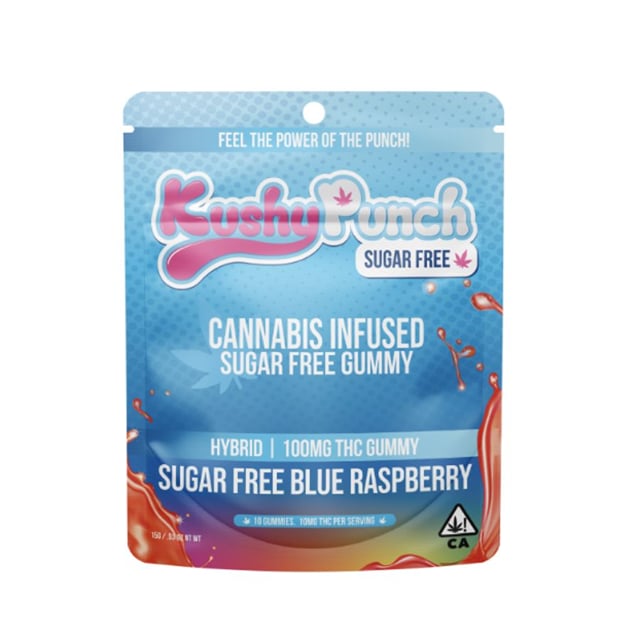 Kushy Punch Gummy - Sugar-Free Hybrid/Blue Raspberry (100mg)