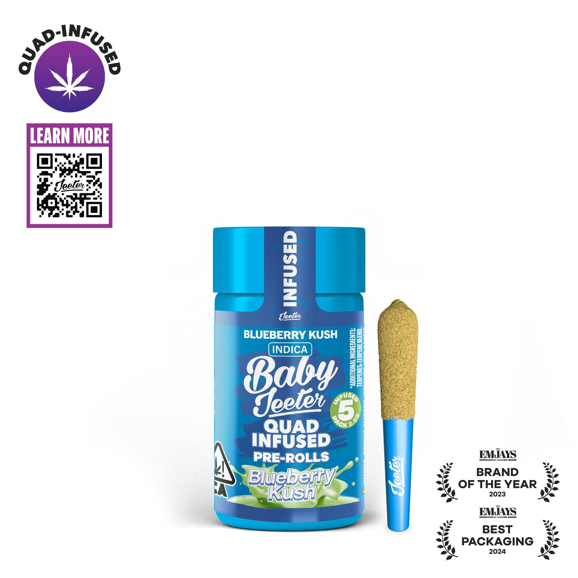 Blueberry Kush (0.5g x 5) Infused Baby Jeeter - Jeeter -  - $19.45 - Pre-Rolls