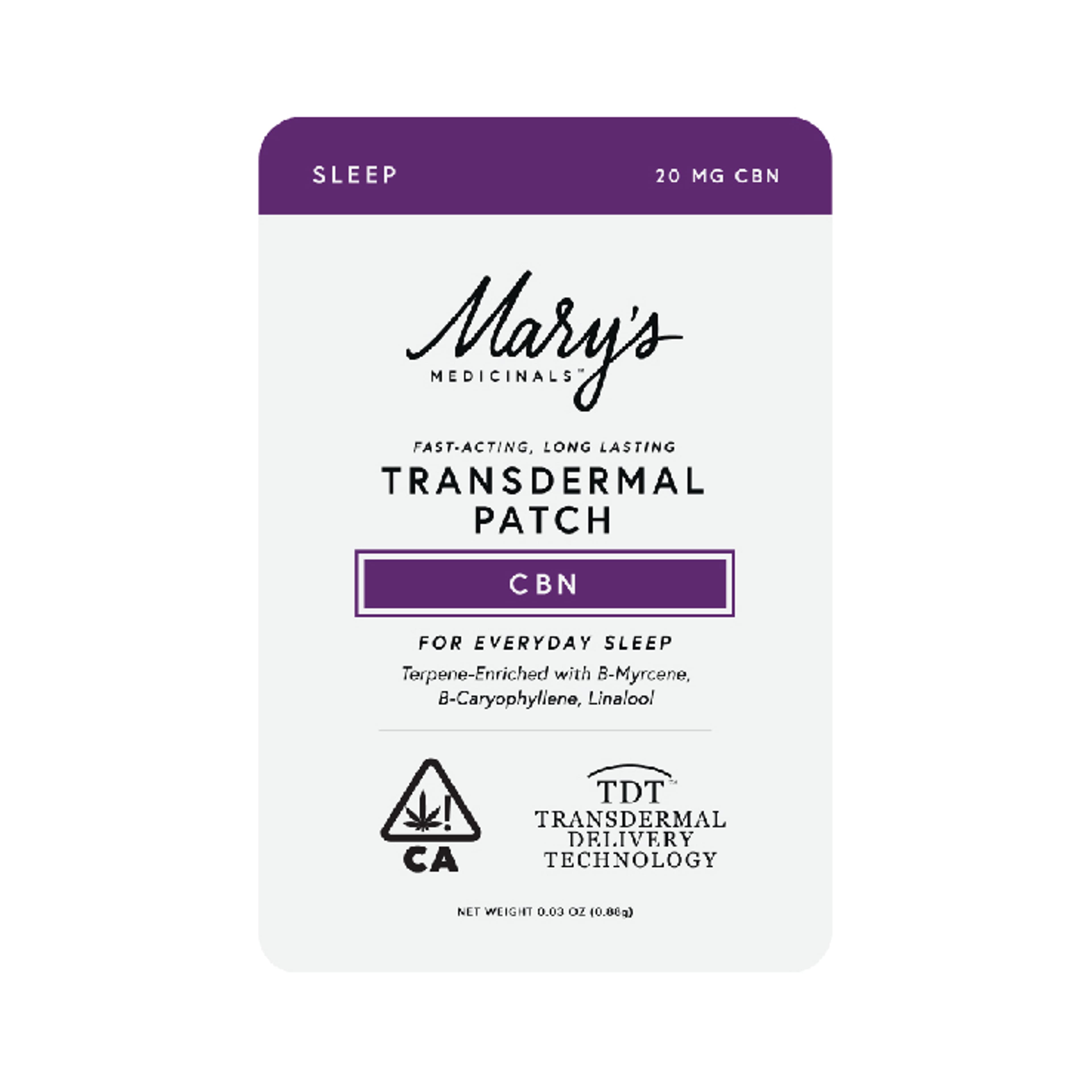Transdermal Patch-Sleep-1ct-(20mgCBN) - Mary Medincinals - - $10 - Topicals