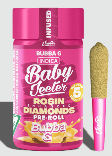 Baby Jeeter Live Rosin 2.5G Infused PreRoll 5 Pack - Jeeter - Strawberry Sour Diesel - $39 - Pre-Rolls