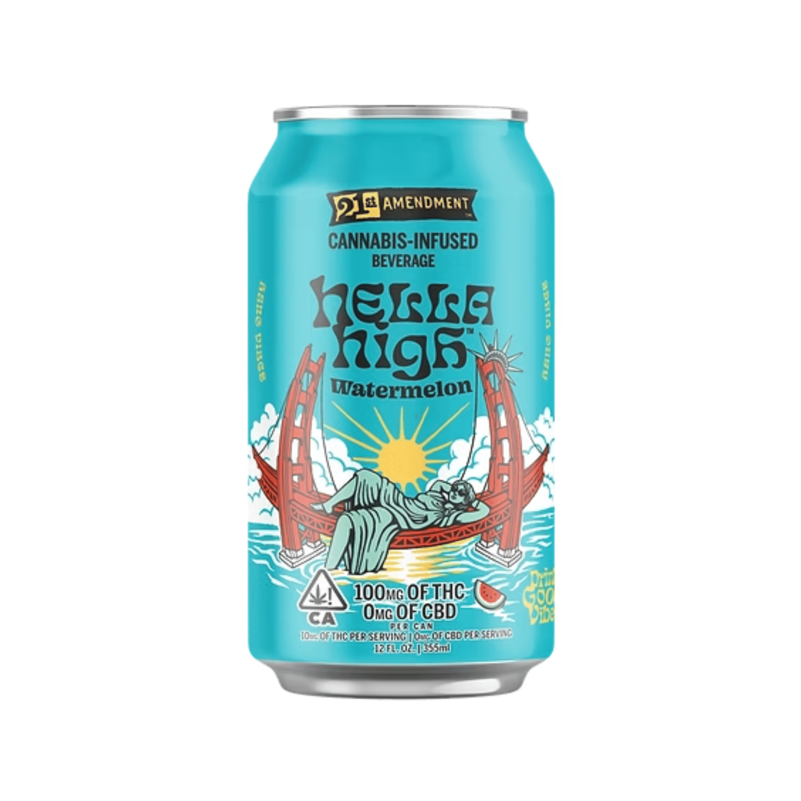 21st Amendment | Hella High Watermelon Beverage 12oz - 100mg - Manzanita Naturals -  - $10 - Beverages/Drinks