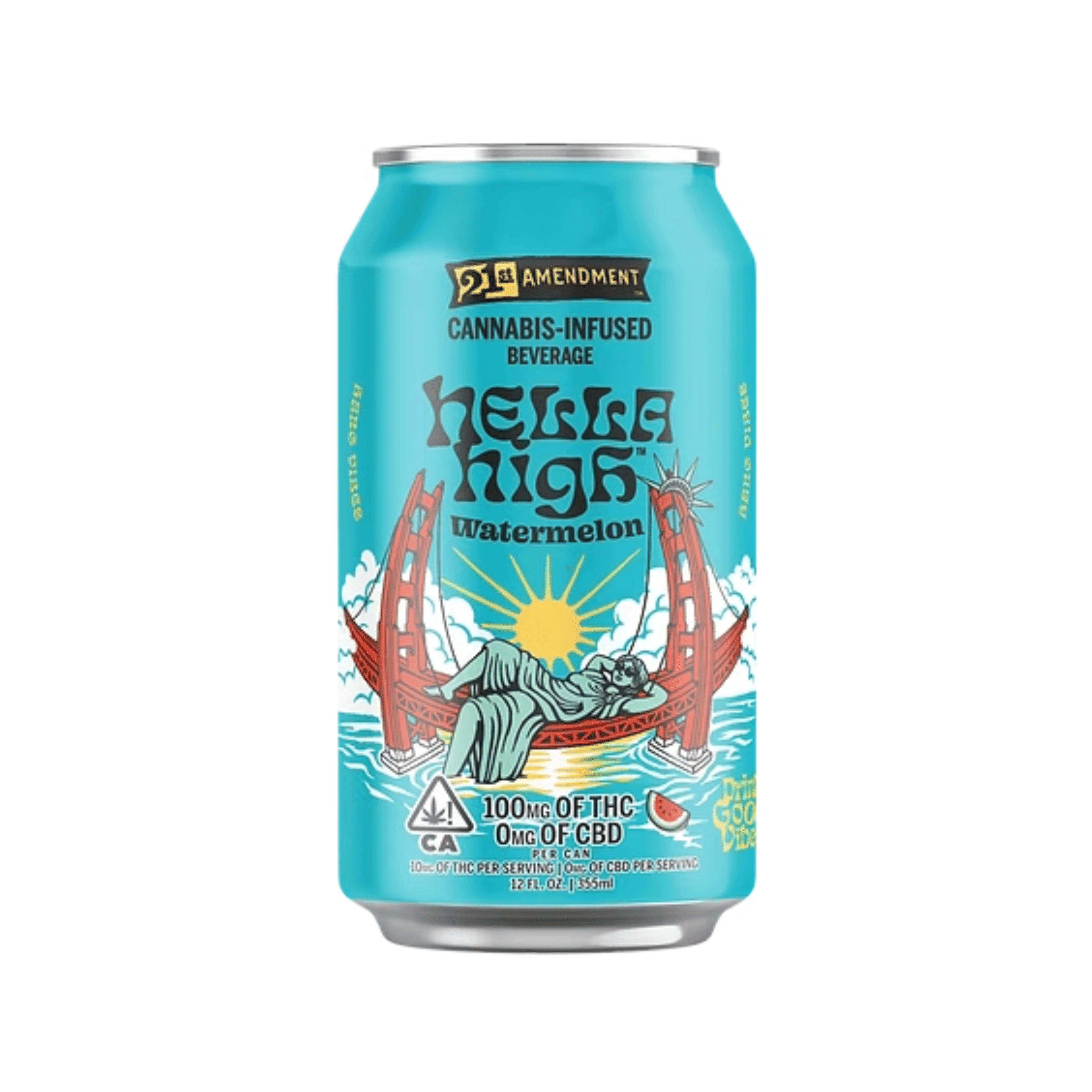 21st Amendment | Hella High Watermelon Beverage 12oz - 100mg - Manzanita Naturals - - $10 - Beverages/Drinks