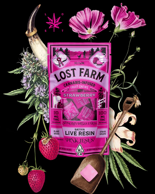 Lost Farm Strawberry Pink Jesus Chews - Kiva Confections -  - $22 - Edible
