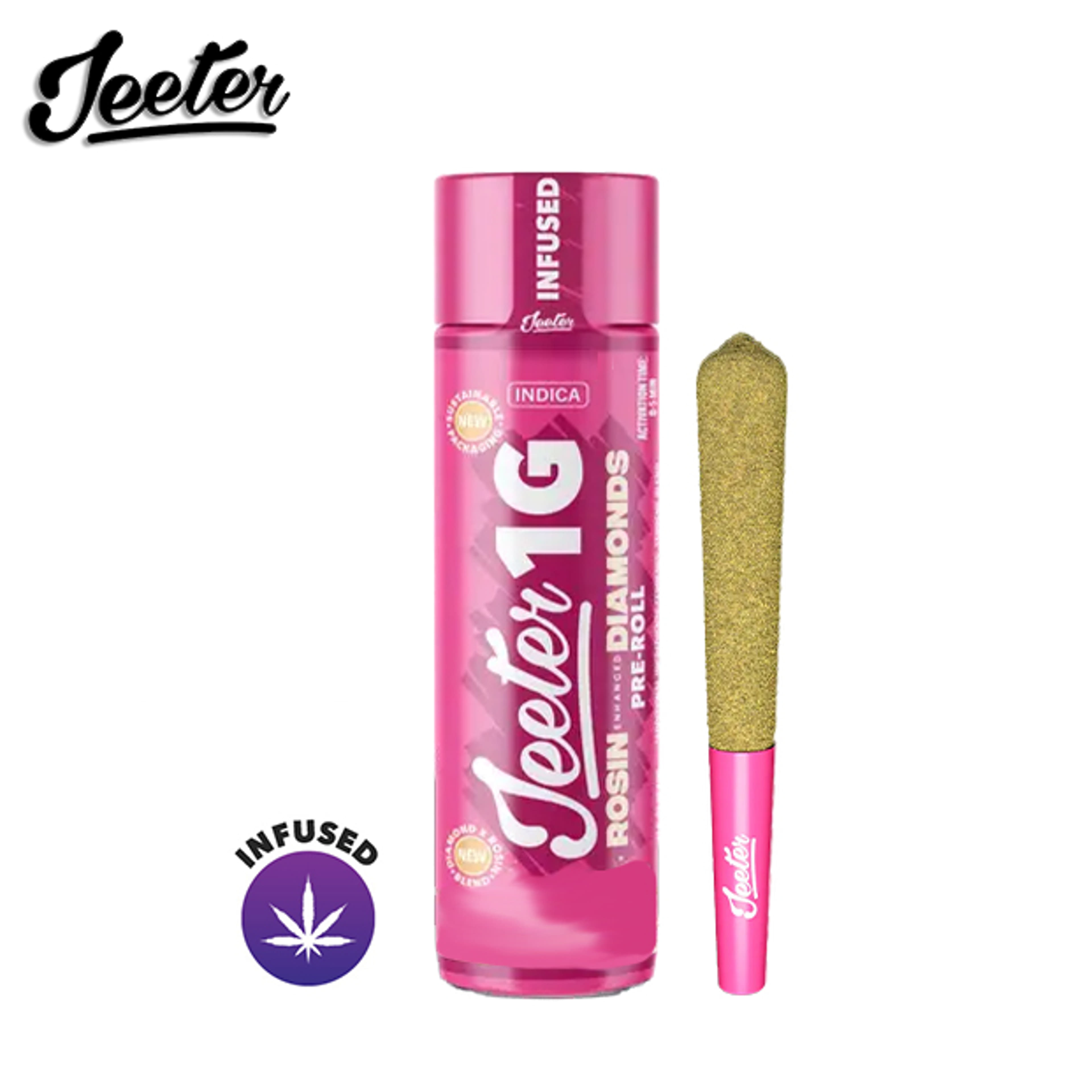 Infused Jeeter - Kiwi Kush - Rosin Enhanced Diamonds Pre-Roll - 1g - Jeeter - Rosin Enhanced 1g - $13.99 - Pre-Rolls