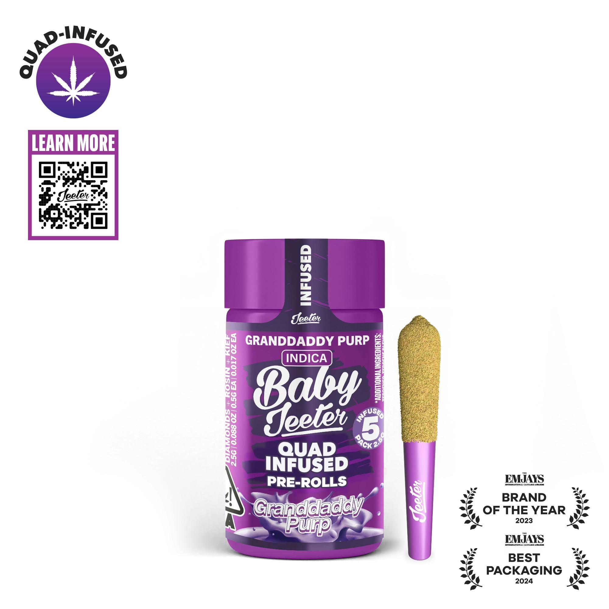 Quad Infused Pre-roll - Baby Jeeter Granddaddy Purple 5 pack - Jeeter - GDP 5pk - $38 - Pre-Roll