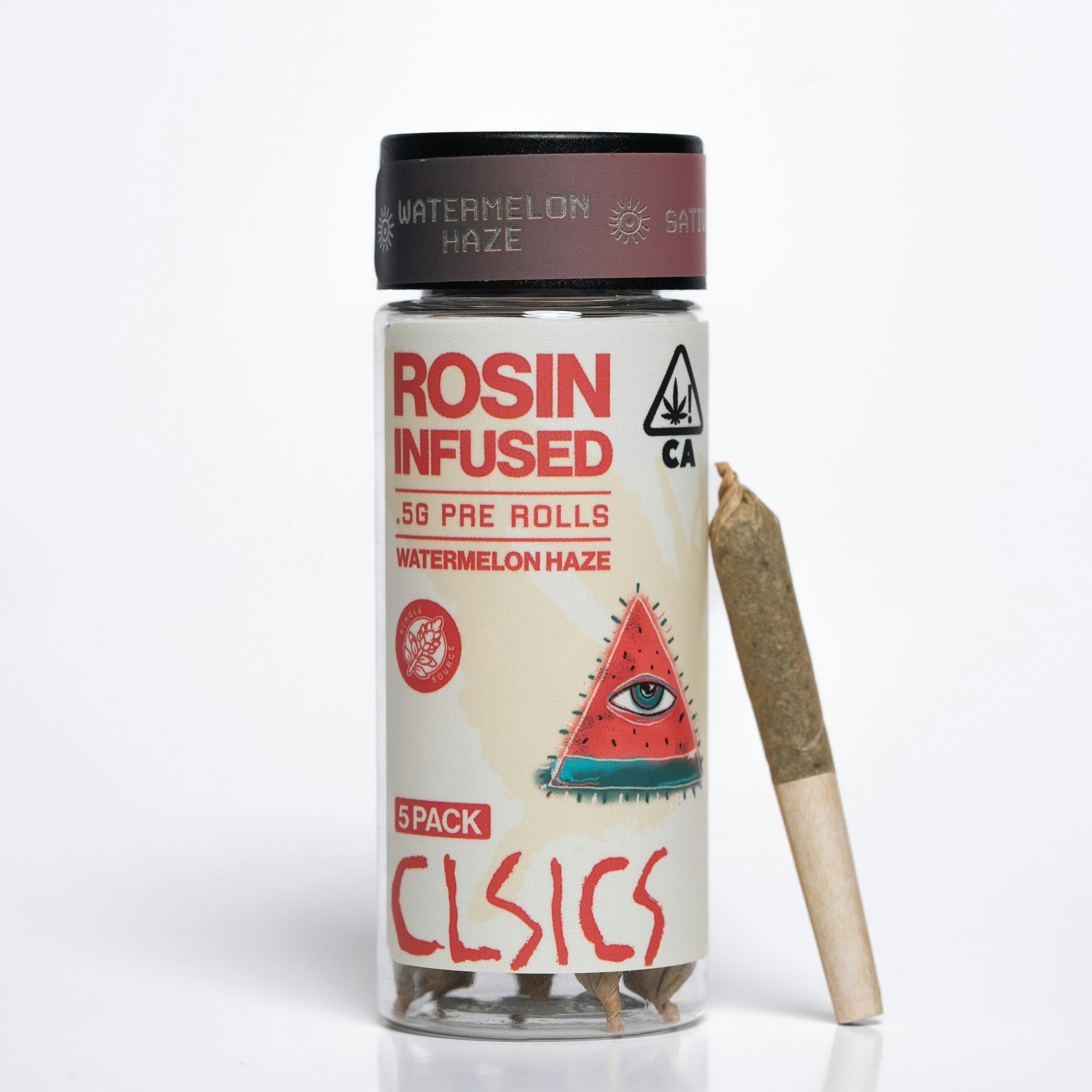 CLSICS: Watermelon Haze - 5Pk .5g Rosin Infused Pre Rolls - CLSICS - - $48 - Pre-Rolls