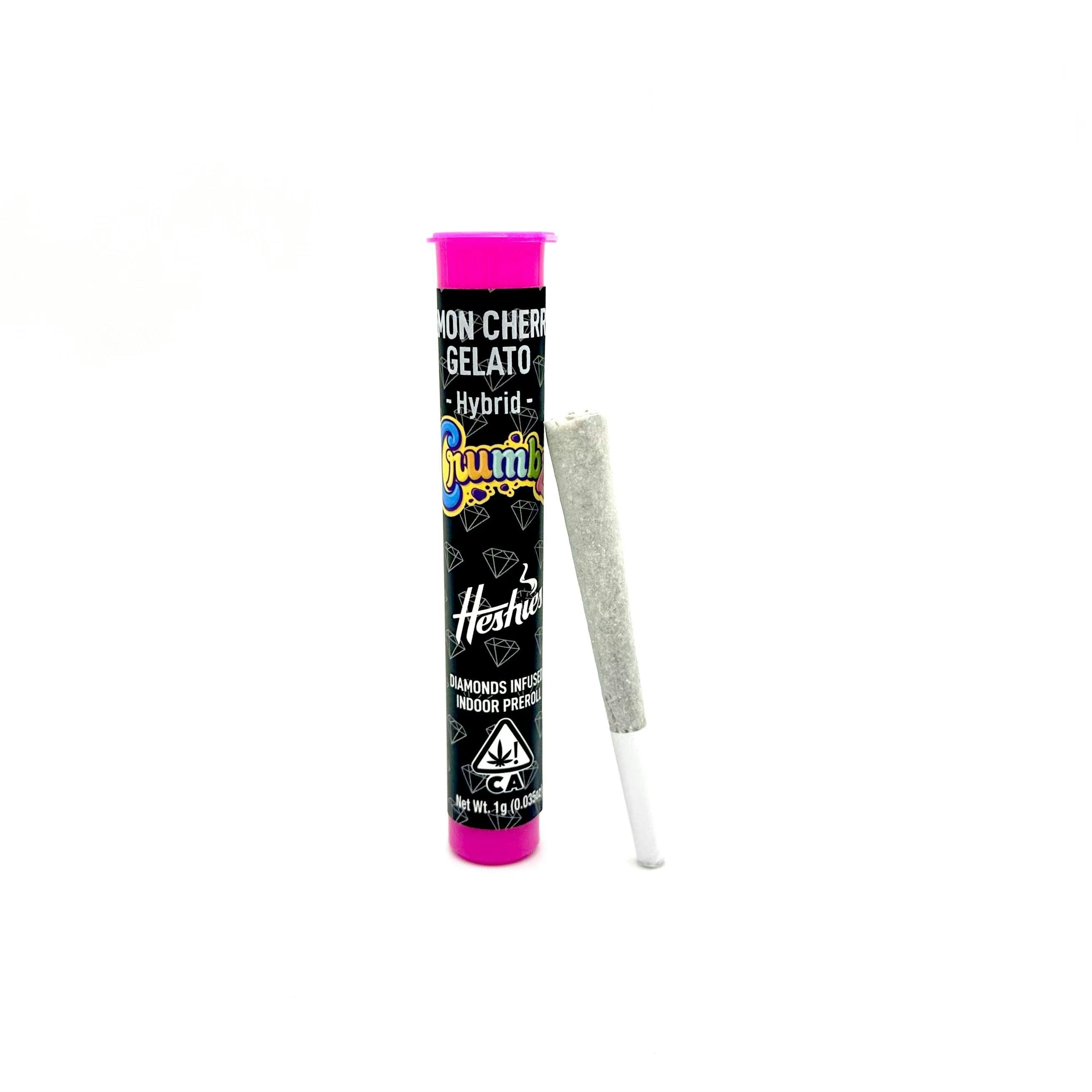 CRUMBZ: Lemon Cherry Gelato (H) Diamond Infused Pre Roll - 1g - CRUMBZ -  - $14 - Infused Pre-Rolls