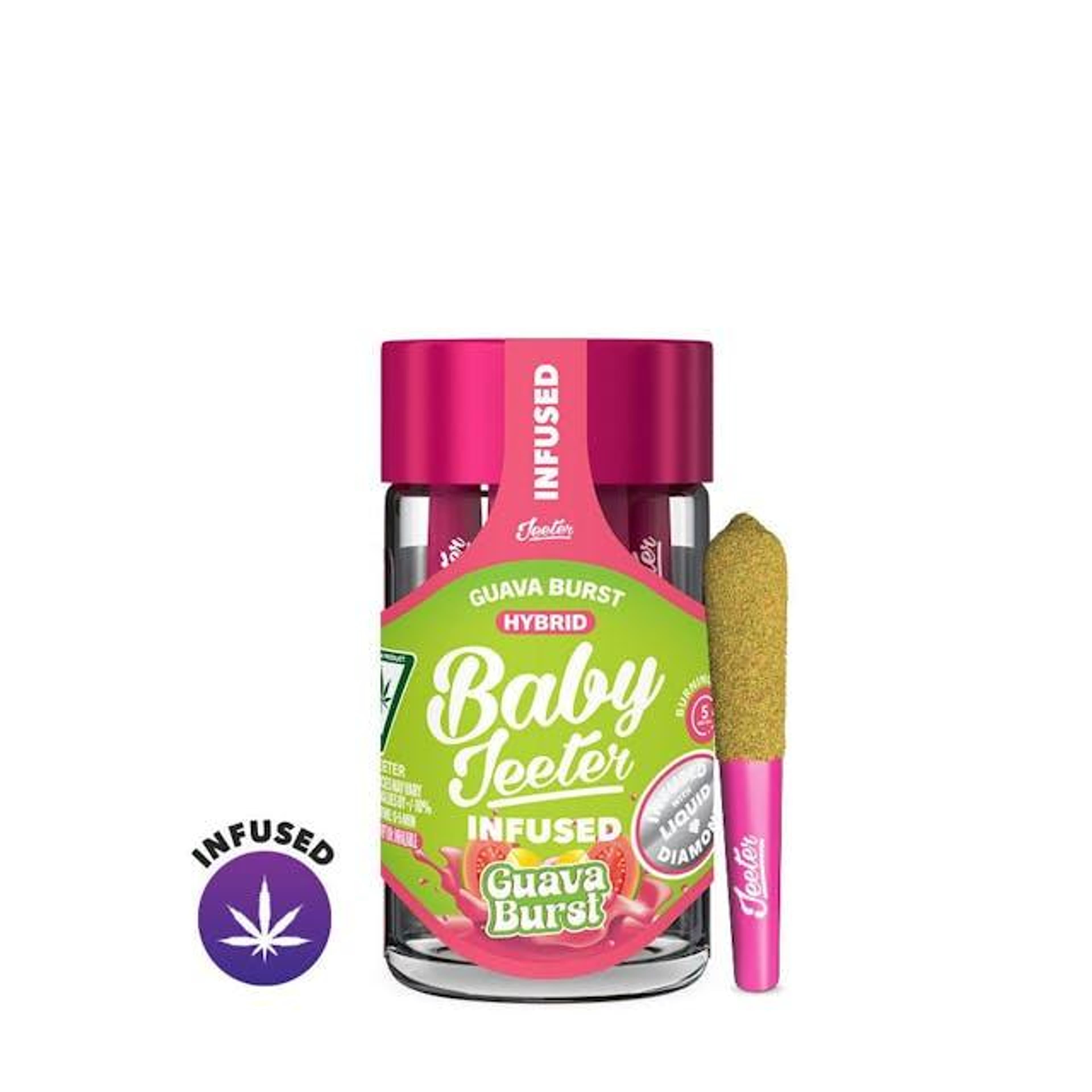Guava Burst Baby Jeeter Infused 5pk Prerolls 2.5g - Jeeter - - $45 - Pre-Rolls