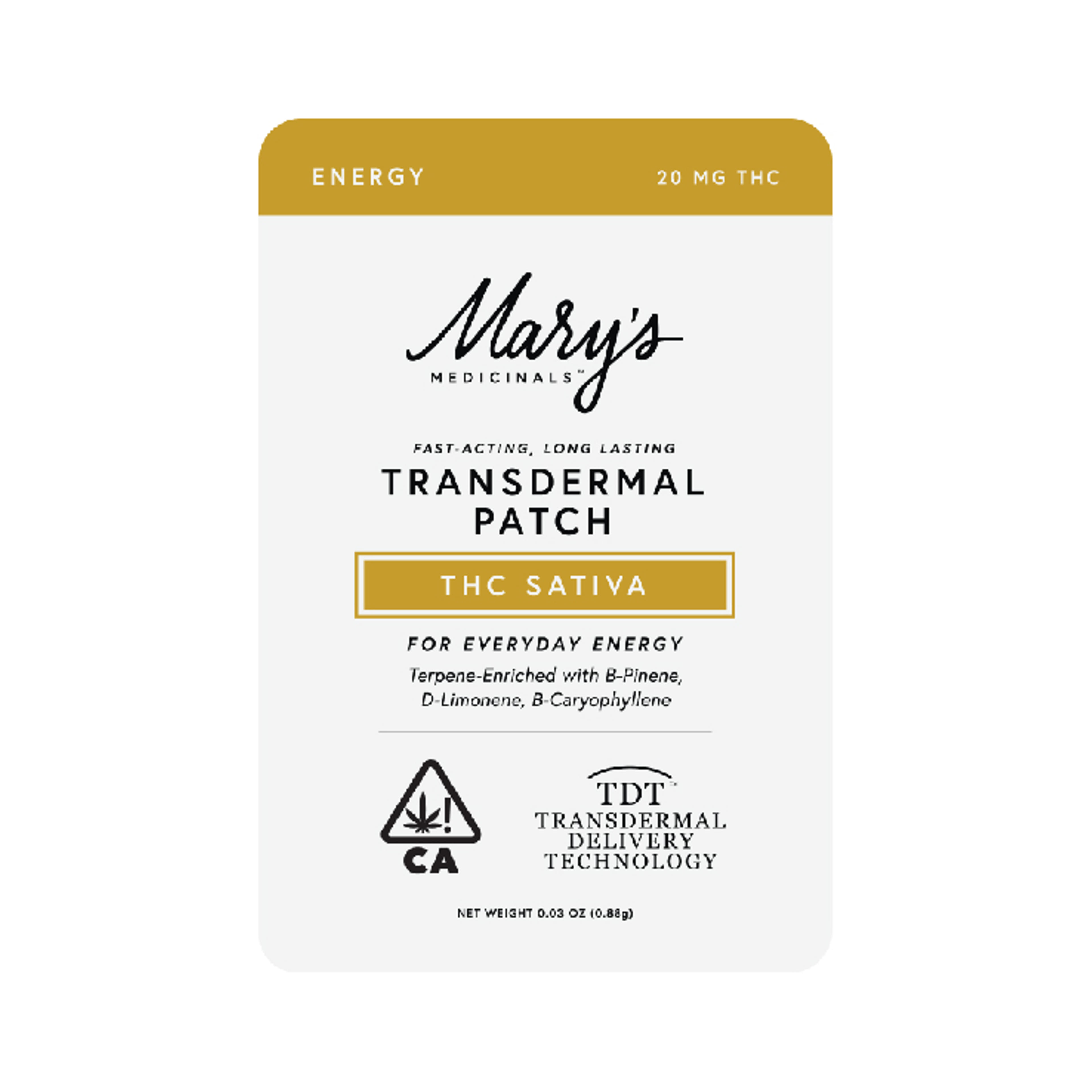 Transdermal Patch Energy Sativa-1ct-(20mgTHC) - Mary Medincinals - - $10 - Topicals