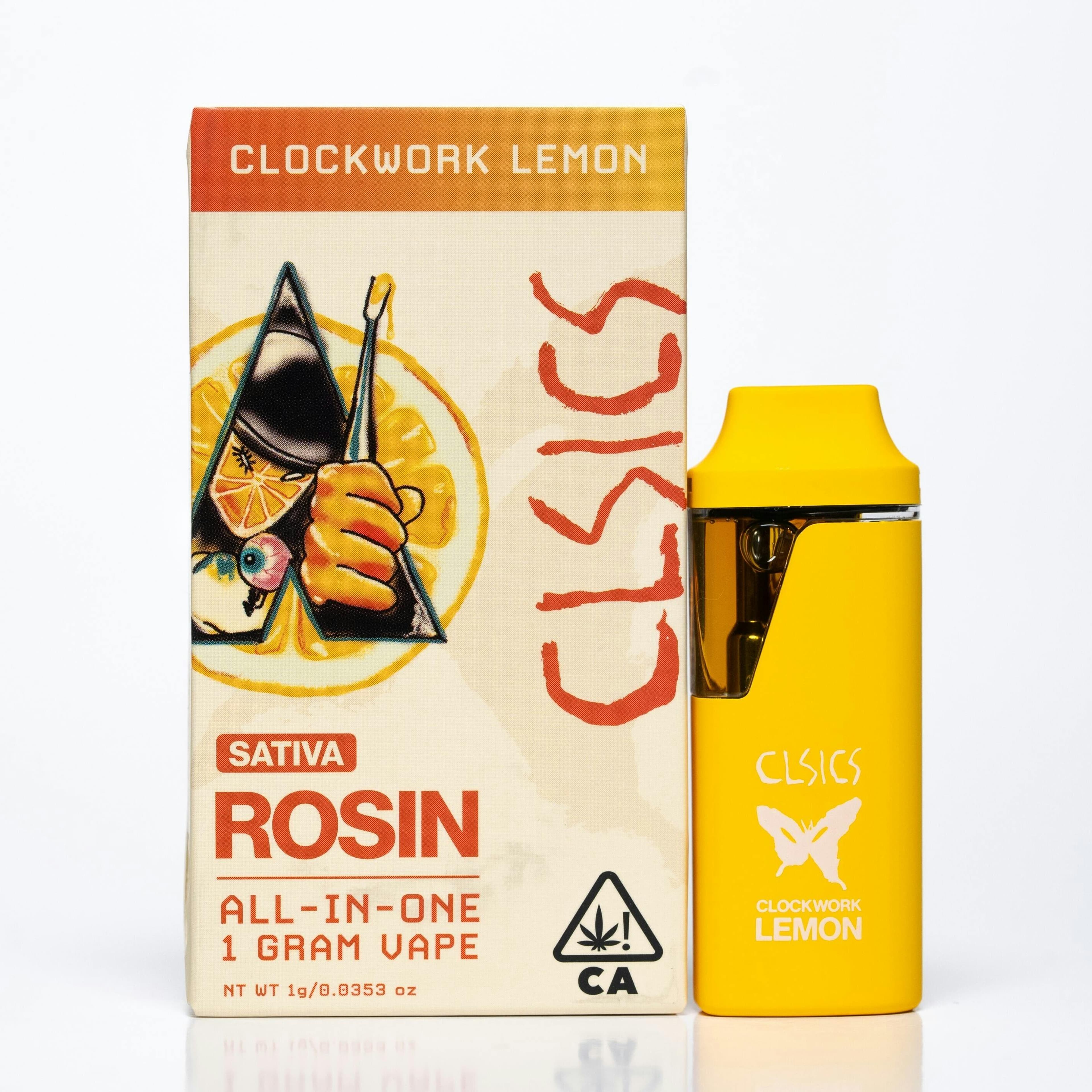 Clockwork Lemon - LIVE ROSIN ALL IN ONE VAPE 1g - CLSICS Rosin & Rosin Infused Pre Rolls - - $39.61 - Vapes