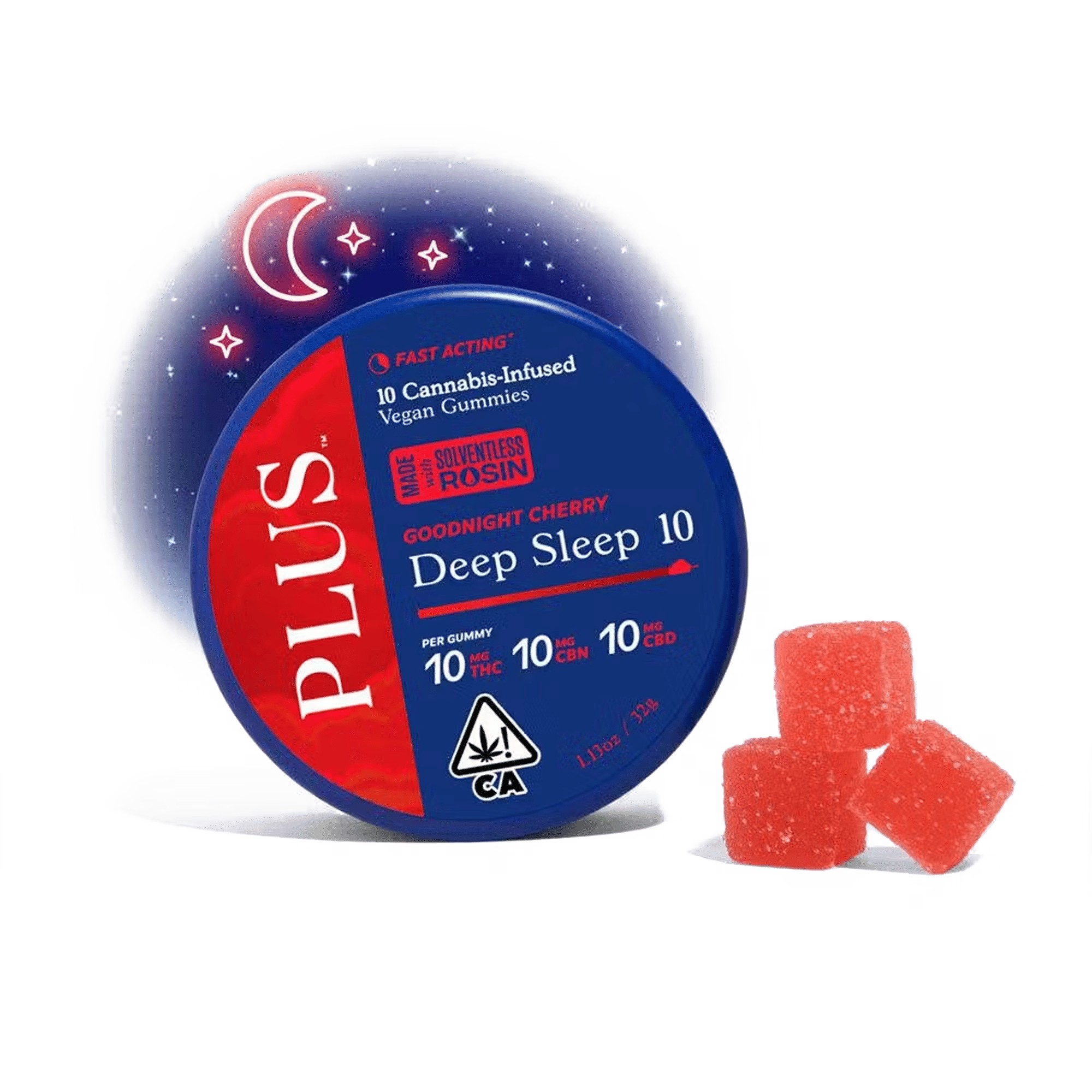 Deep Sleep Goodnight Cherry 10:10:10 Gummies [Solventless Rosin] - PLUS™️ Products - 10 Gummies - $23.99 - Edibles