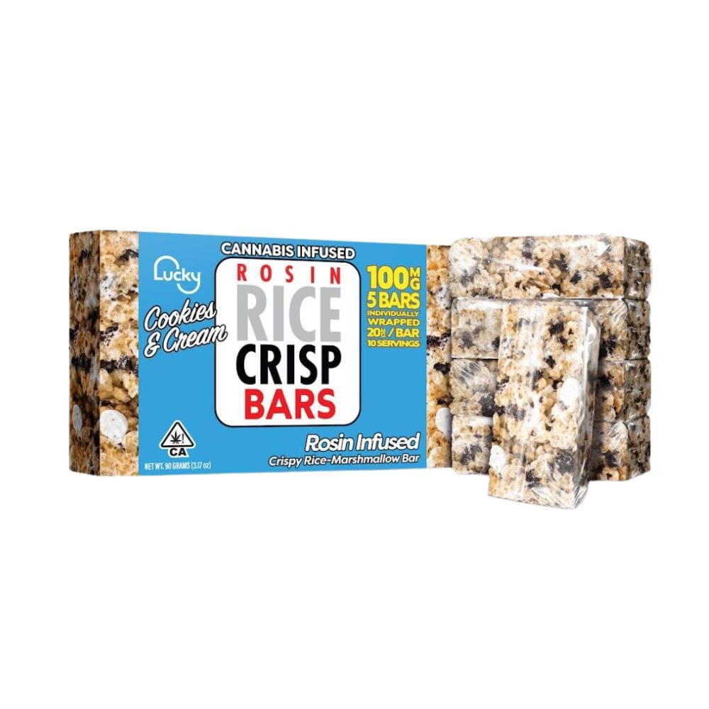 Cookies & Cream - Crispy Rosin 100mg Rice Bar (10-Pieces) - Lucky - 100mg Hybrid Crispy Rice Treat - $13 - Edibles