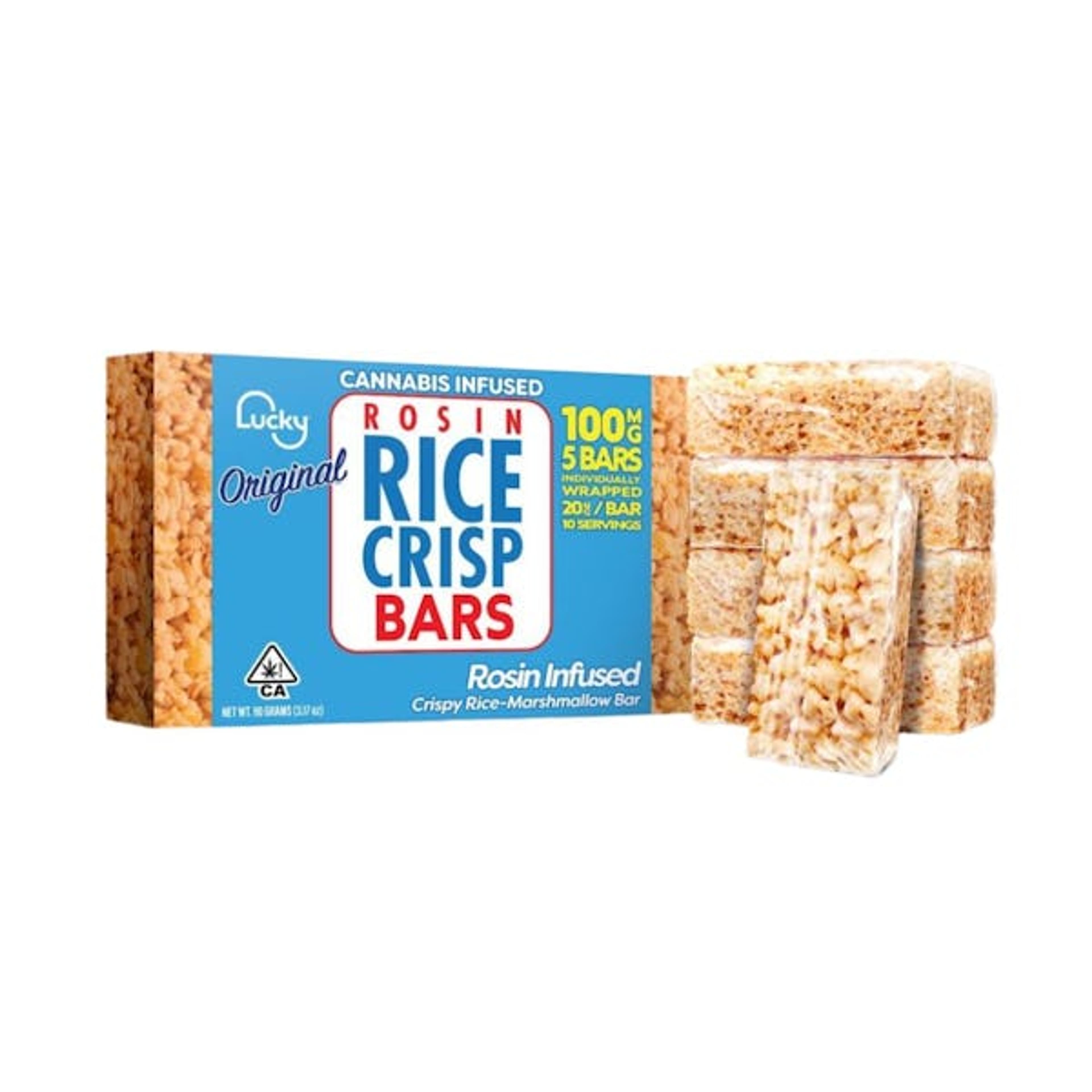 Original - Crispy Rosin 100mg Rice Bar (10 Pieces) - Lucky - 100mg Hybrid Crispy Rice Treat - $13 - Edibles