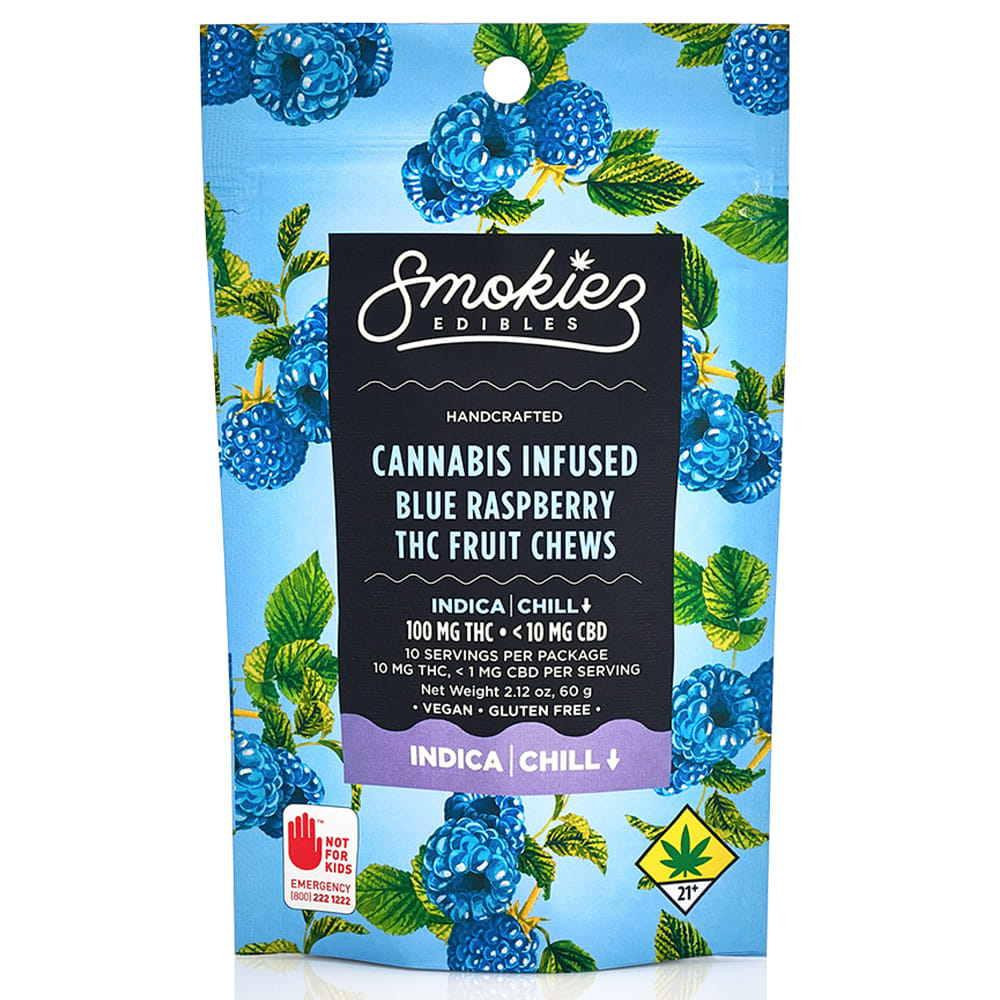 Blue Raspberry (I) Fruit Chews 100mg *SPECIAL PRICING* - Smokiez Edibles - Blue Raspberry (I) - $12.50 - Edibles