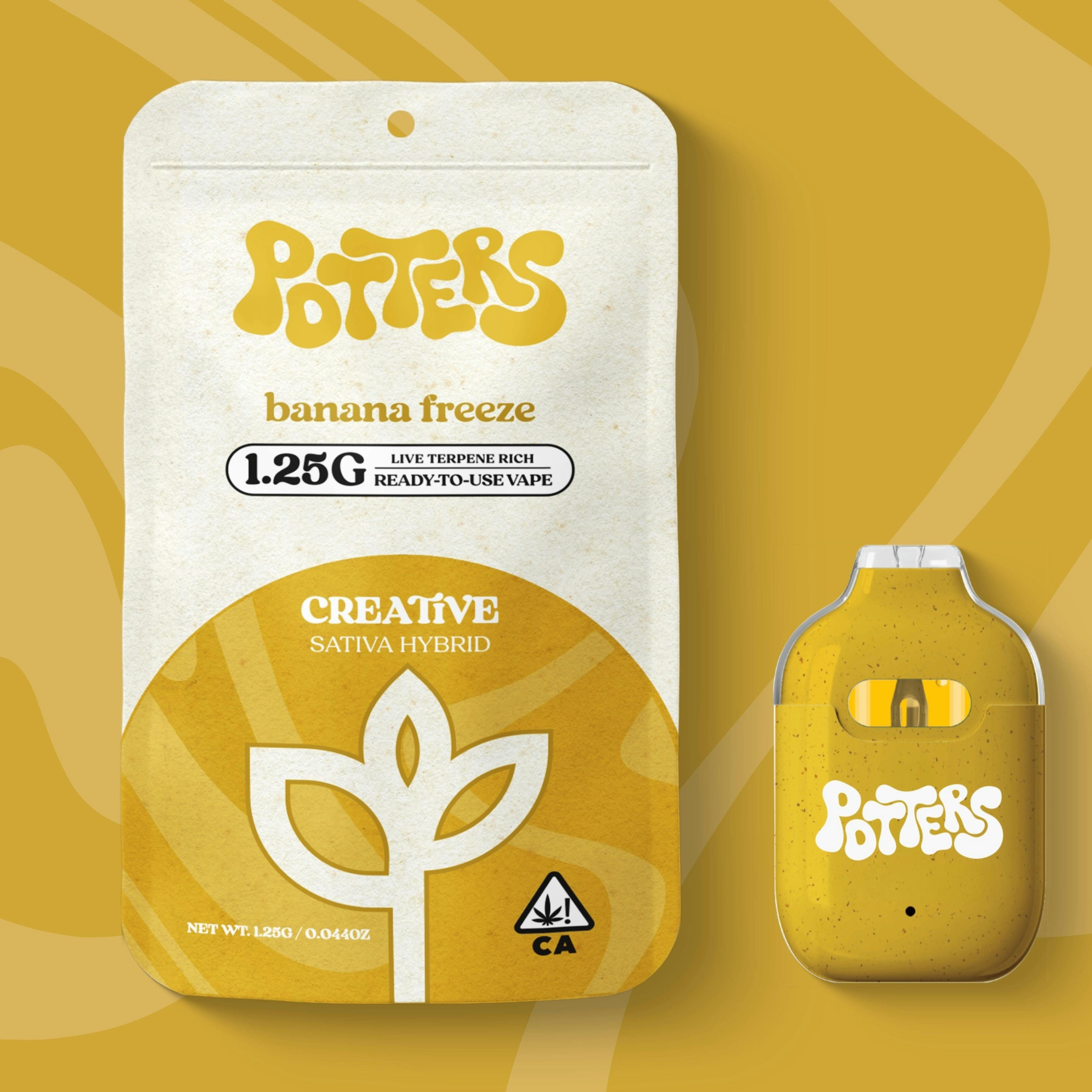 Potters: Banana Freeze Live Ready-to-Use Vape 1.25g - Potters -  - $38 - All-In-One Pens